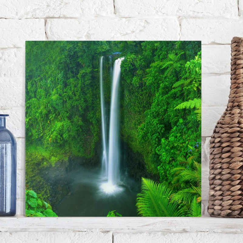 Bilderdepot24 Leinwandbild Wald Natur Landschaft Modern Wasserfall grün Bild auf Leinwand XXL, Bild auf Leinwand; Leinwanddruck in vielen Größen