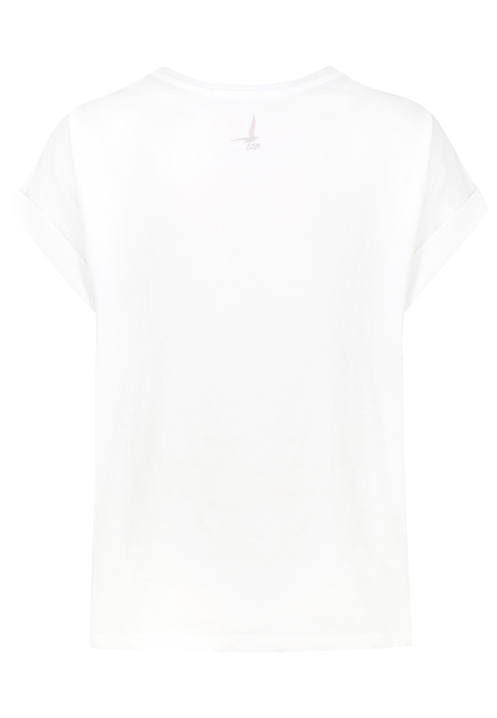Eight2Nine T-Shirt Damen T-Shirt mit maritimer Stickerei Ärmel mit Aufschlag, Stickmotive: Muschel, Schiff, Hummer, Anker