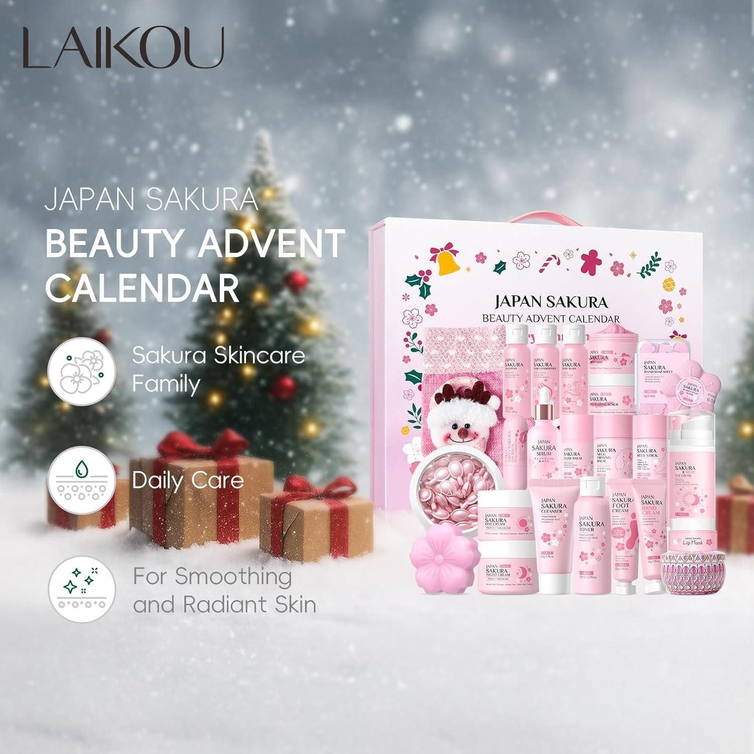 LuxusKollektion Kosmetik-Adventskalender Adventskalender Gesichtspflege 24-teilig Sakura für Frauen