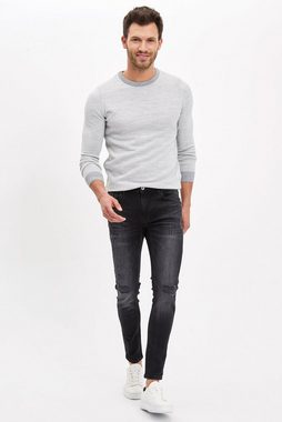 DeFacto Strickpullover Herren Pullover Slim Fit Sleeve Detailed T-Shirt