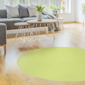 Teppich Vinyl Wohnzimmer Schlafzimmer Flur Küche Einfarbig modern, Bilderdepot24, rund - grün glatt, nass wischbar (Küche, Tierhaare) - Saugroboter & Bodenheizung geeignet