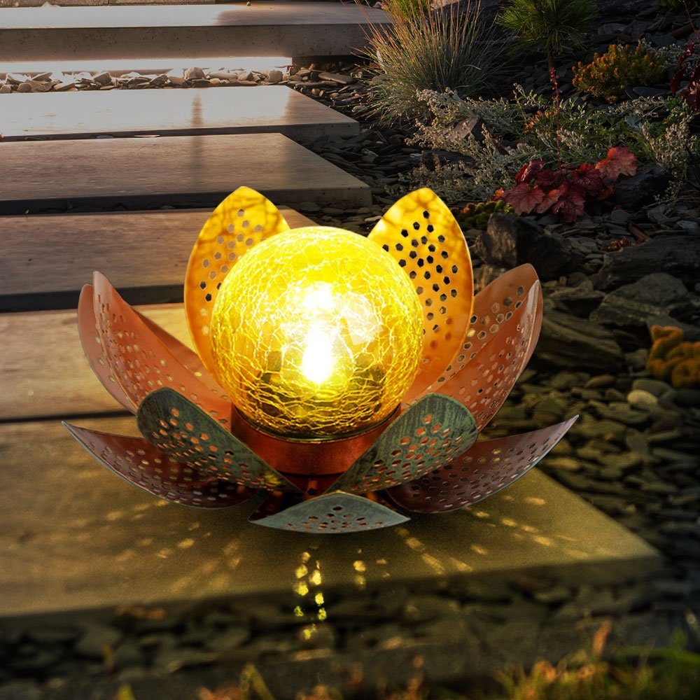 Globo LED Solarleuchte, LED-Leuchtmittel fest verbaut, Kaltweiß, Garten Außenlampen Solarleuchte dekorative LED Solarleuchte Lotusblüte