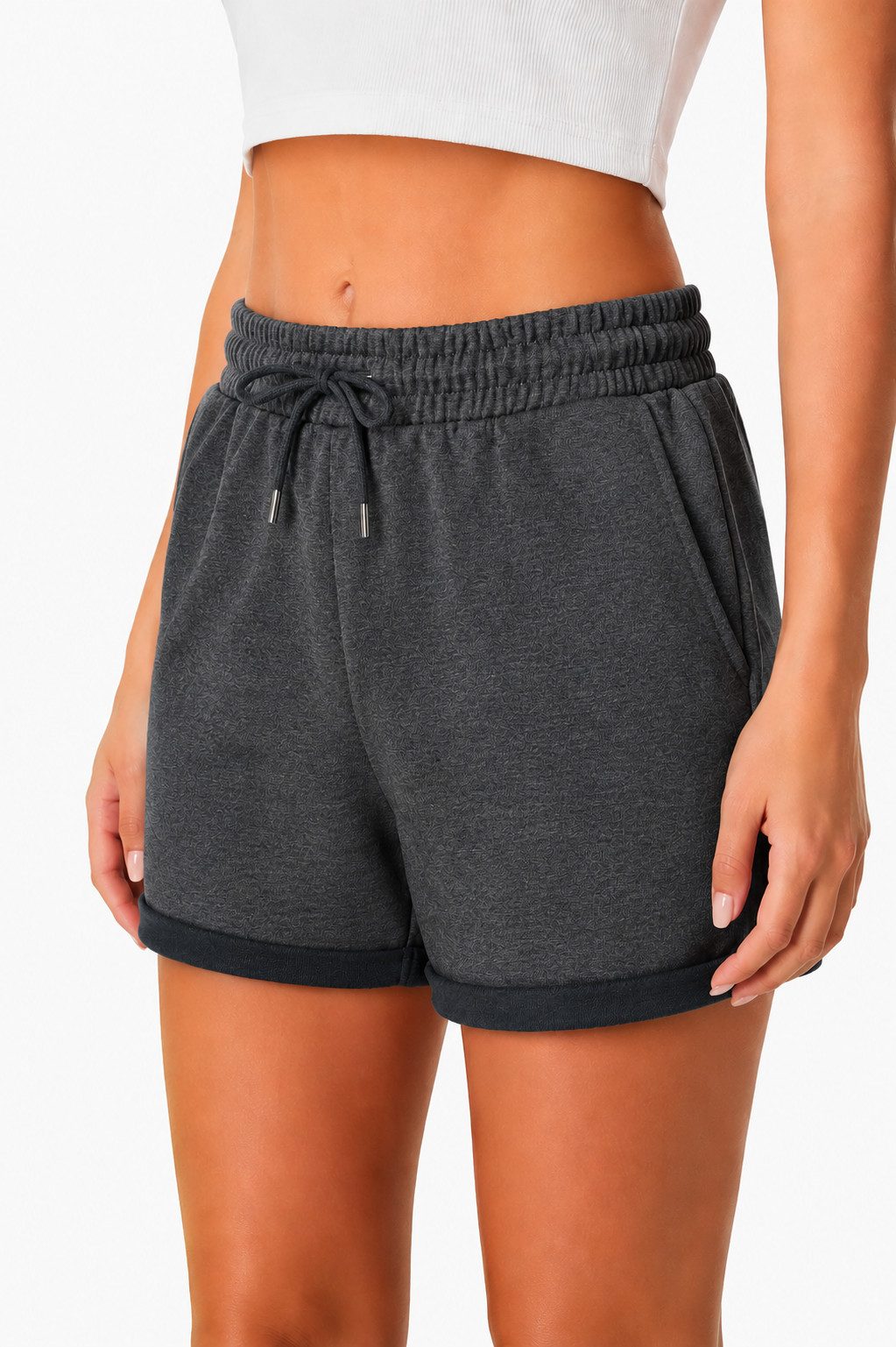 Smith & Solo Sweatshorts Kurze Hose Damen Shorts (1-tlg) Basic, Lycra, umschlagene Beinsaum
