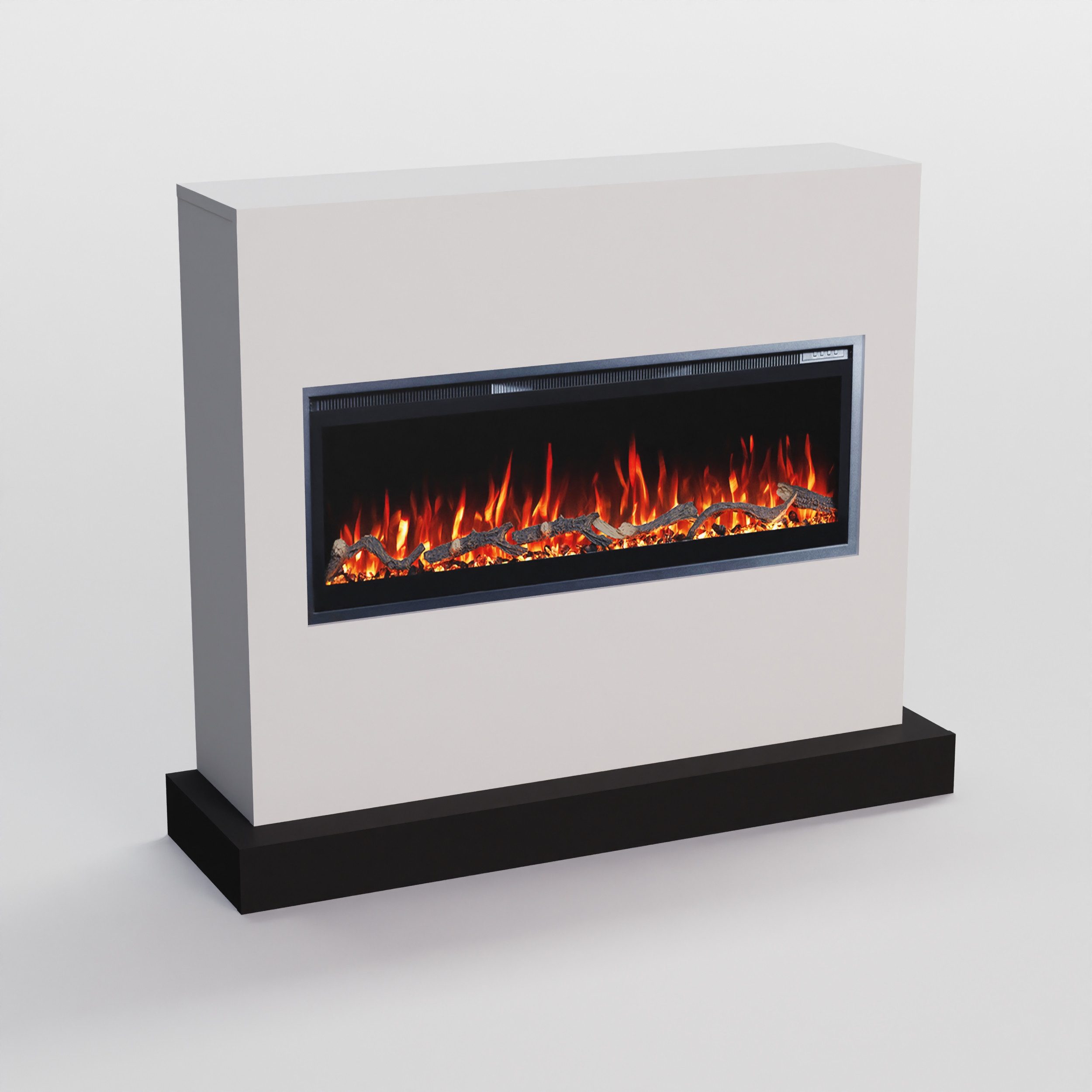 GLOW FIRE Elektrokamin Zeus weiß / grau / schwarz ZEUS LED Kamin mit Heizung, Elektrischer Kamin mit 3D Feuer mit Heizung, 2 Dekorationen