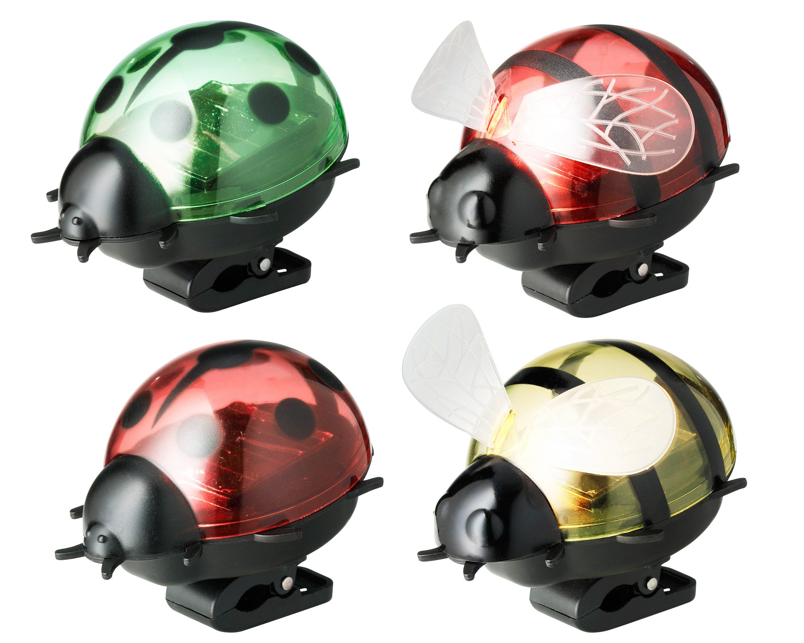 Lumineo LED Solarleuchte, Dauerlicht, bunt, Solar LED Insekt mit Clip 8x6cm Kunststoff Dekoleuchte 1 Stk. sortiert