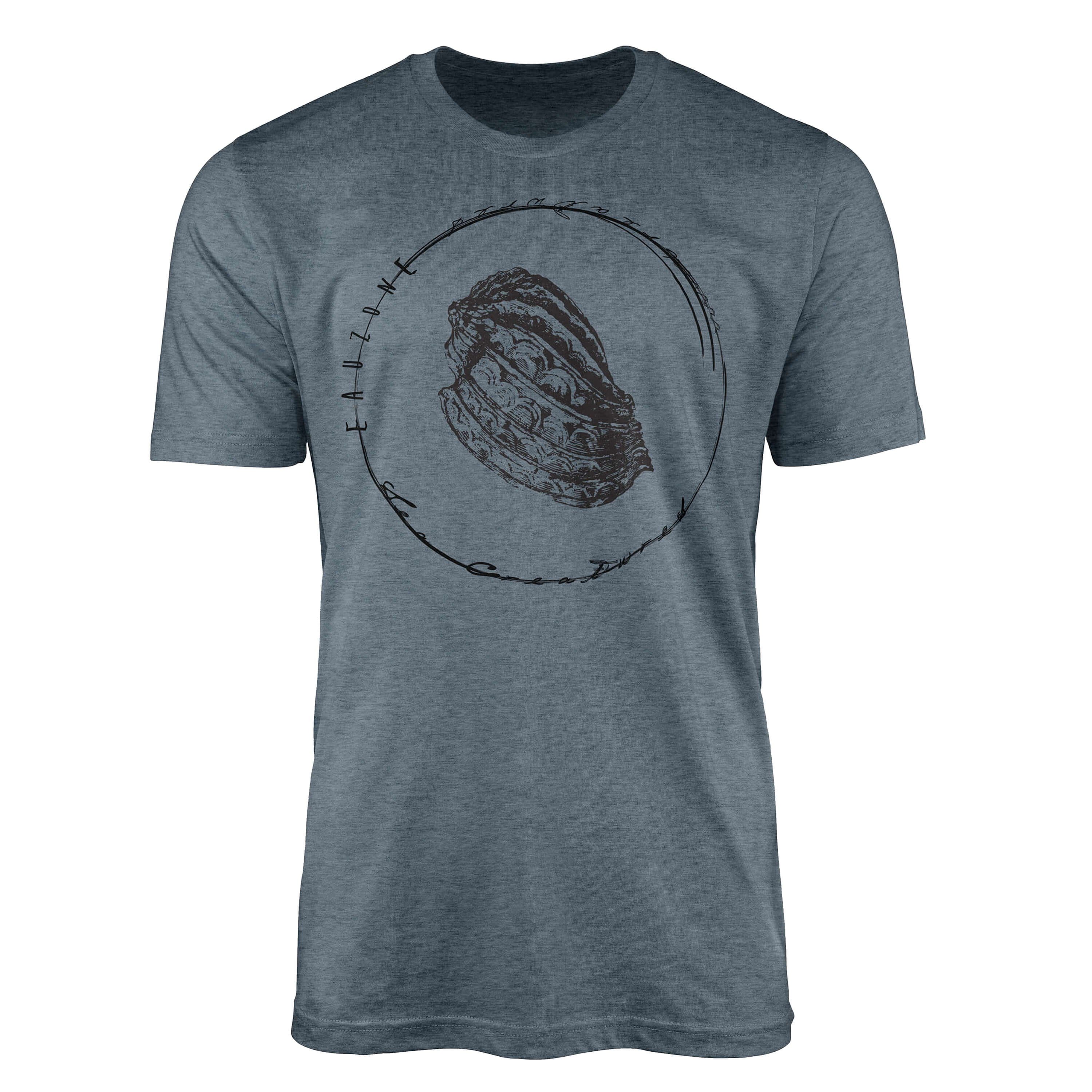 Sinus Art T-Shirt T-Shirt Tiefsee Fische - Serie: Sea Creatures, feine Struktur und sportlicher Schnitt / Sea 072 Indigo