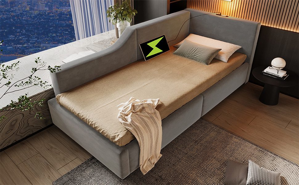 STILVORA Polsterbett Schlafsofa 90x200 Daybett mit Stauraum Jugendbett mit günstig online kaufen