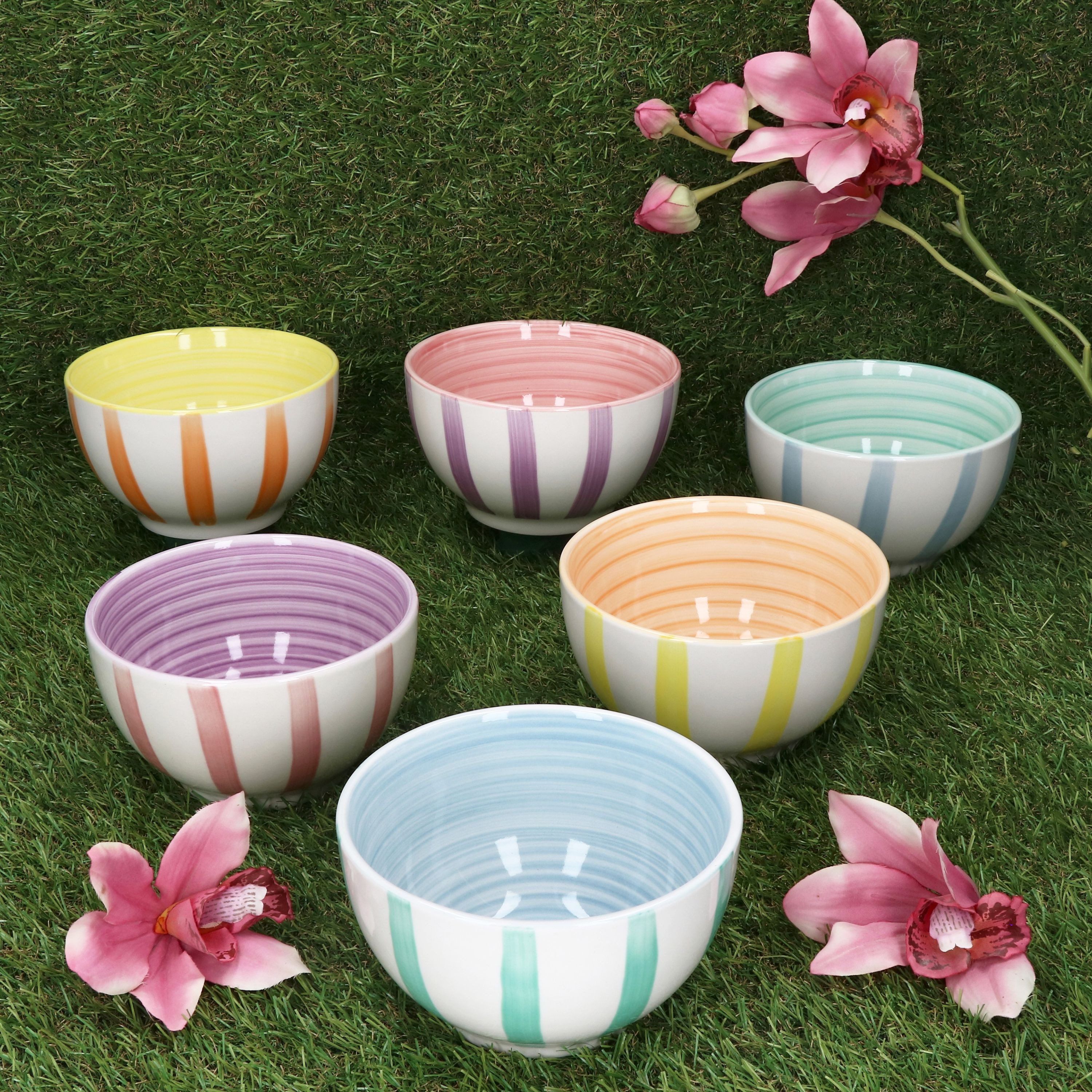 MamboCat Müslischale Beach Pastello Stripes 6er Set Müsli-SchaleØ14cm 500ml Schüssel, Steingut – Bild 3 von 5
