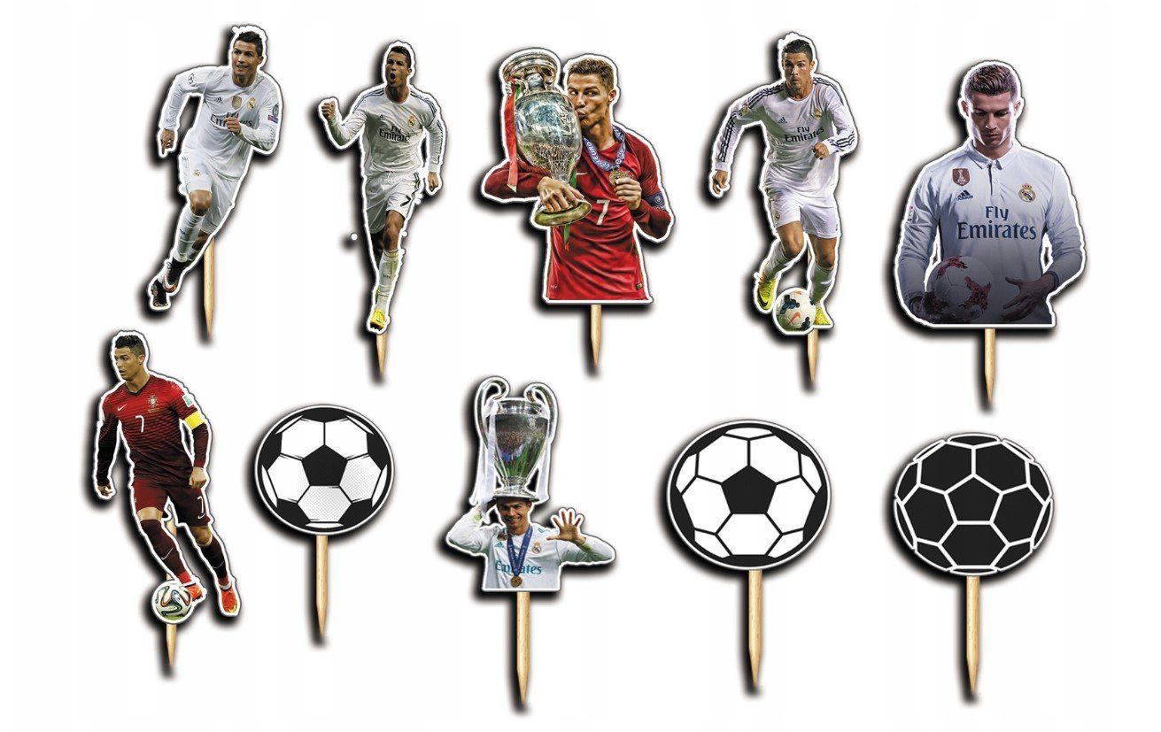 Festivalartikel Tortenstecker RONALDO Topper Set 10 Stk Geburstag Torten Deko Kuchen Junge