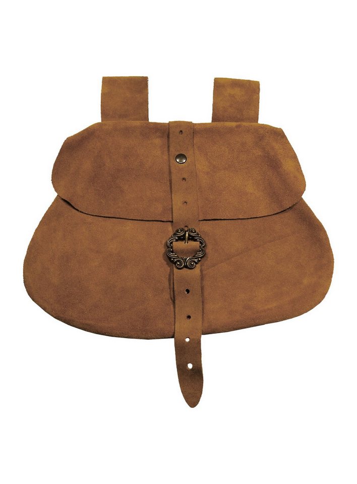 Andracor Kostüm Leder Gürteltasche - Mittelalter LARP Reenactment, Hochwertige Mittelalter Gürteltasche aus Veloursleder von Andracor, h