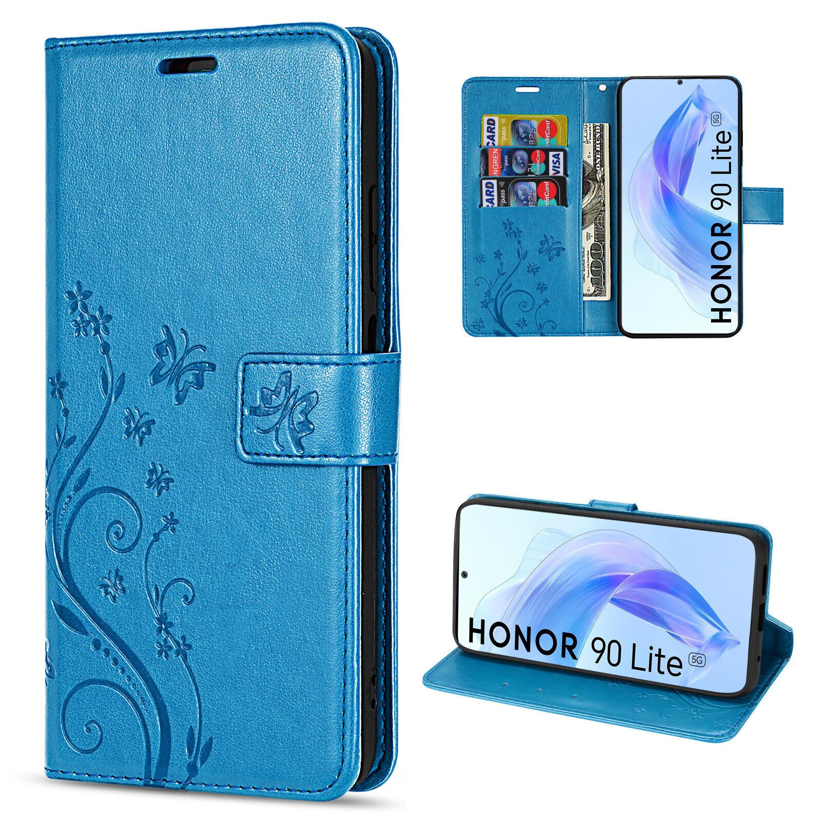 betterfon Handyhülle Handytasche für Honor 90 Lite Schutzhülle Klapphülle, Bookstyle-Hülle: Magnetverschluss 3 Kartenfächer & Standfunktion
