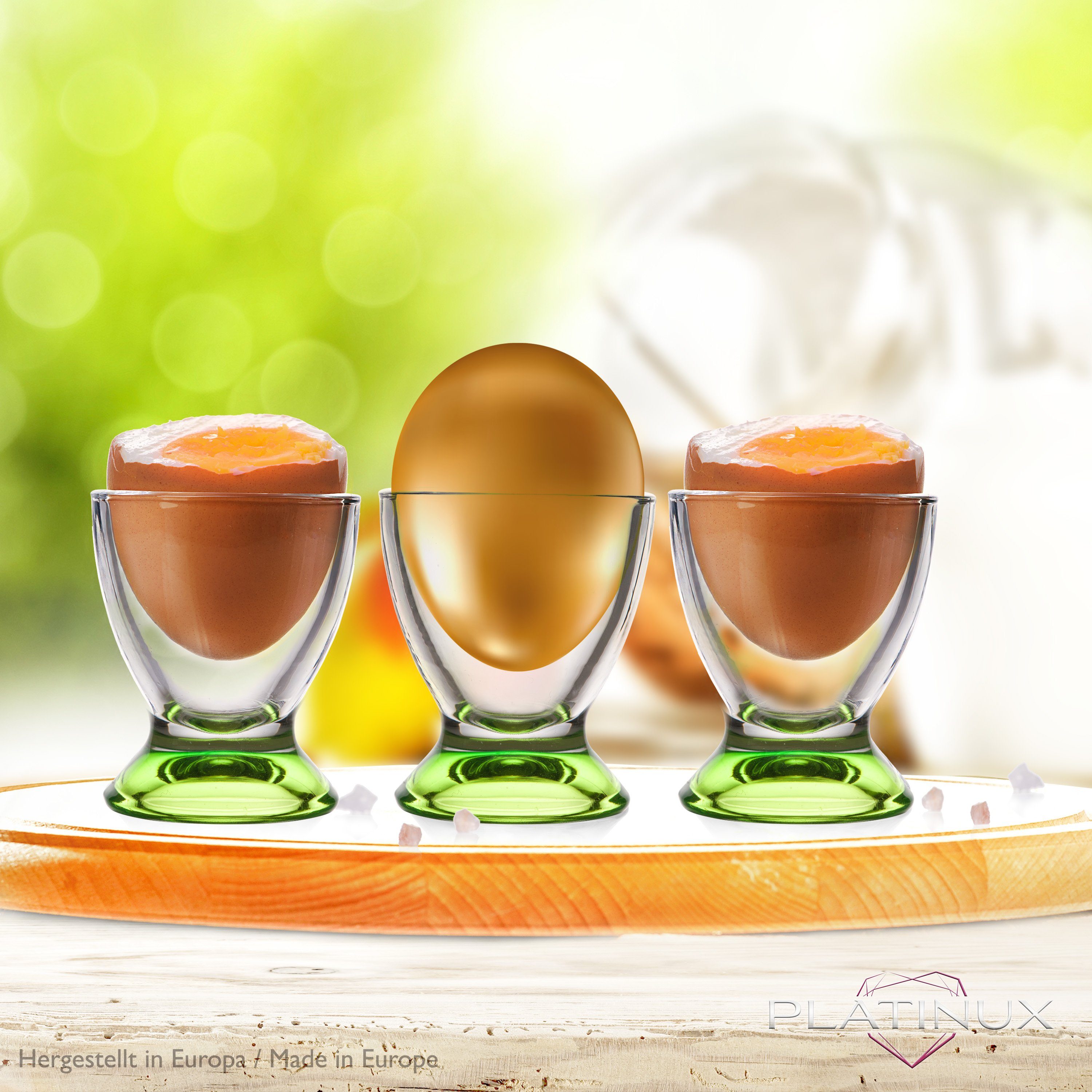 Grüne Frühstück (6 Brunch Eierständer Eierhalter Geschirrset Stück), PLATINUX Eierbecher Eierbecher, Egg-Cup
