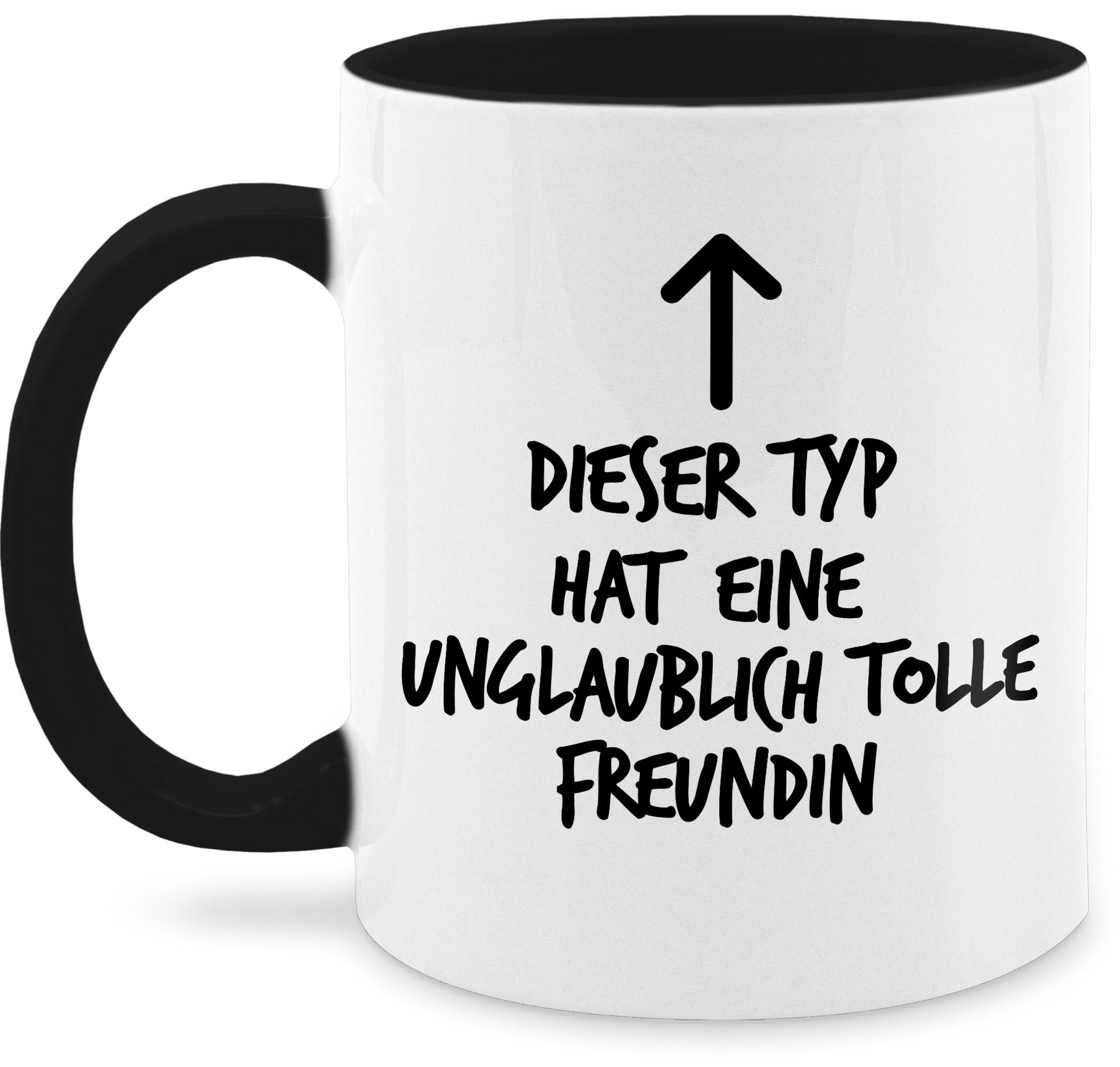 Shirtracer Tasse Dieser Typ hat eine unglaublich tolle Freundin, Keramik, Valentinstag Geschenk 1 Schwarz