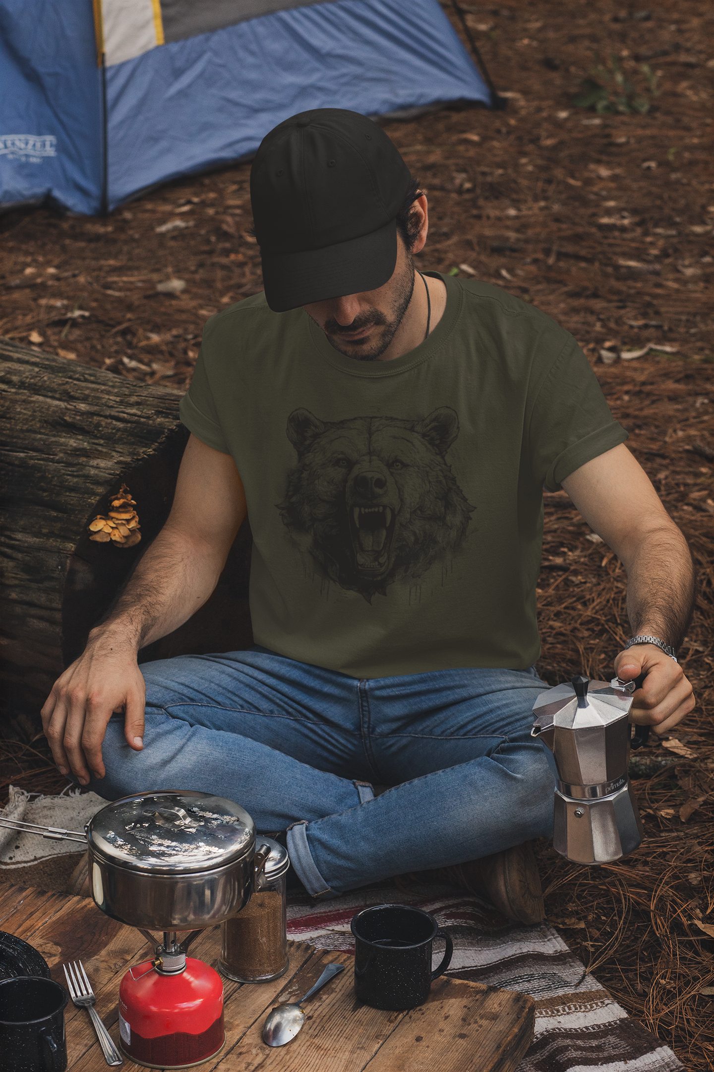 Baddery Print-Shirt Bären-T-Shirt: "Rage of the Wild" - Geschenk für Jäger - Jagd Tshirt, hochwertiger Siebdruck, auch Übergrößen, aus Baumwolle