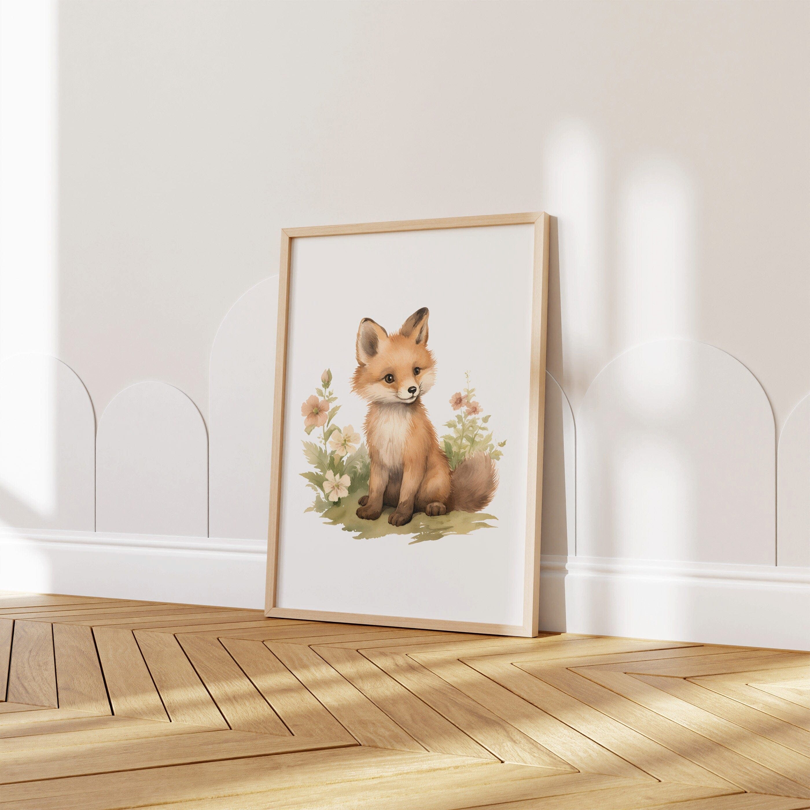 JUSTGOODMOOD Poster Kinderzimmer Tiere Wald Wasserfarben Wanddekoration Kinderzimmer Gesch, Waschbär (1 St) – Bild 3 von 5