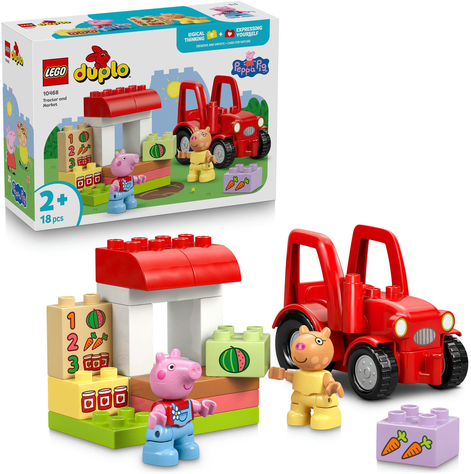 LEGO® Traktor und Marktstand (10468), LEGO DUPLO Peppa Pig Konstruktionsspielsteine, (18 St)