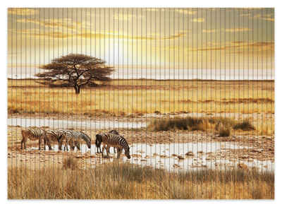 Schaum-Badematte Safari in Afrika eine Herde Zebras am Wasser Wallario, Höhe 5.5 mm, rutschhemmend, geeignet für Fußbodenheizungen, Polymer-Schaum, rechteckig