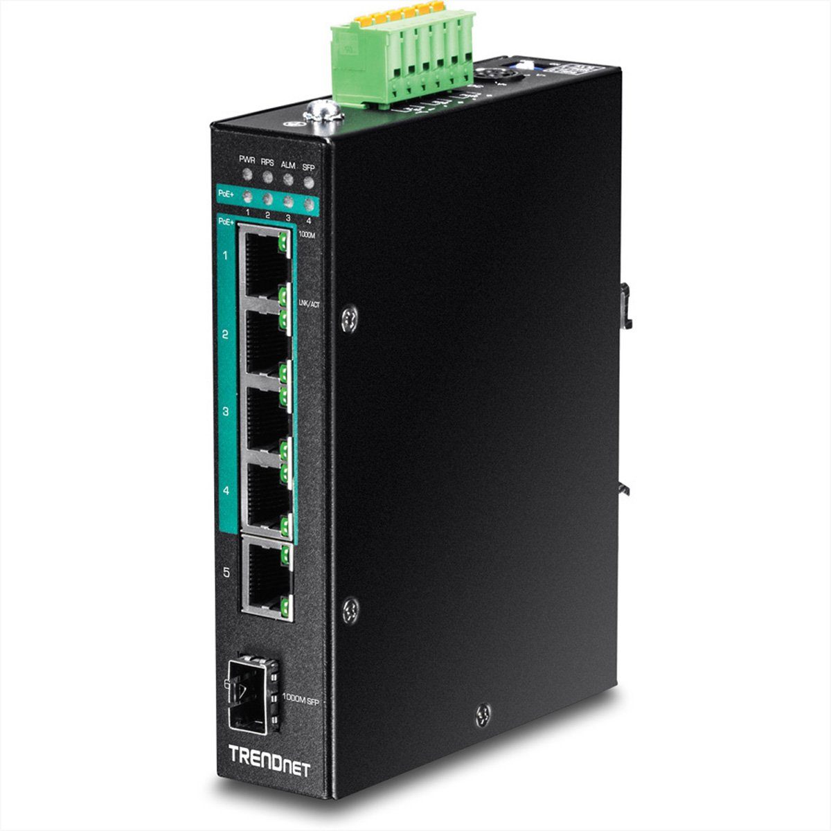 Switch Gigabit Layer 2 6-Port DIN-Rail Trendnet TI-PG541i PoE+ Netzwerk-Switch Industrial