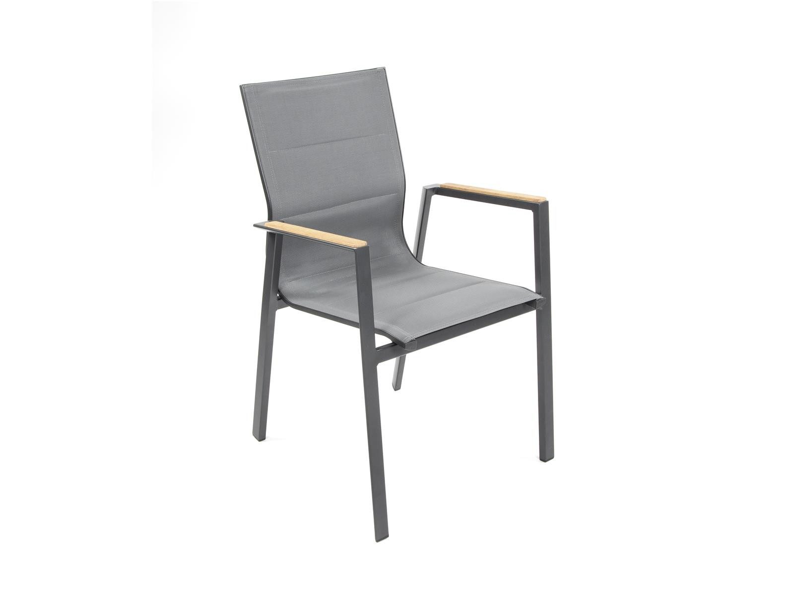 bellavista - Home&Garden® Gartenstuhl Garten-Stapelstuhl Newport 2er-Set Aluminium mit Teakholz-Armlehnen (Set, 2 St), Aluminium, stapelbar, wetterfest - Garten, Terrasse, Balkon & Outdoor