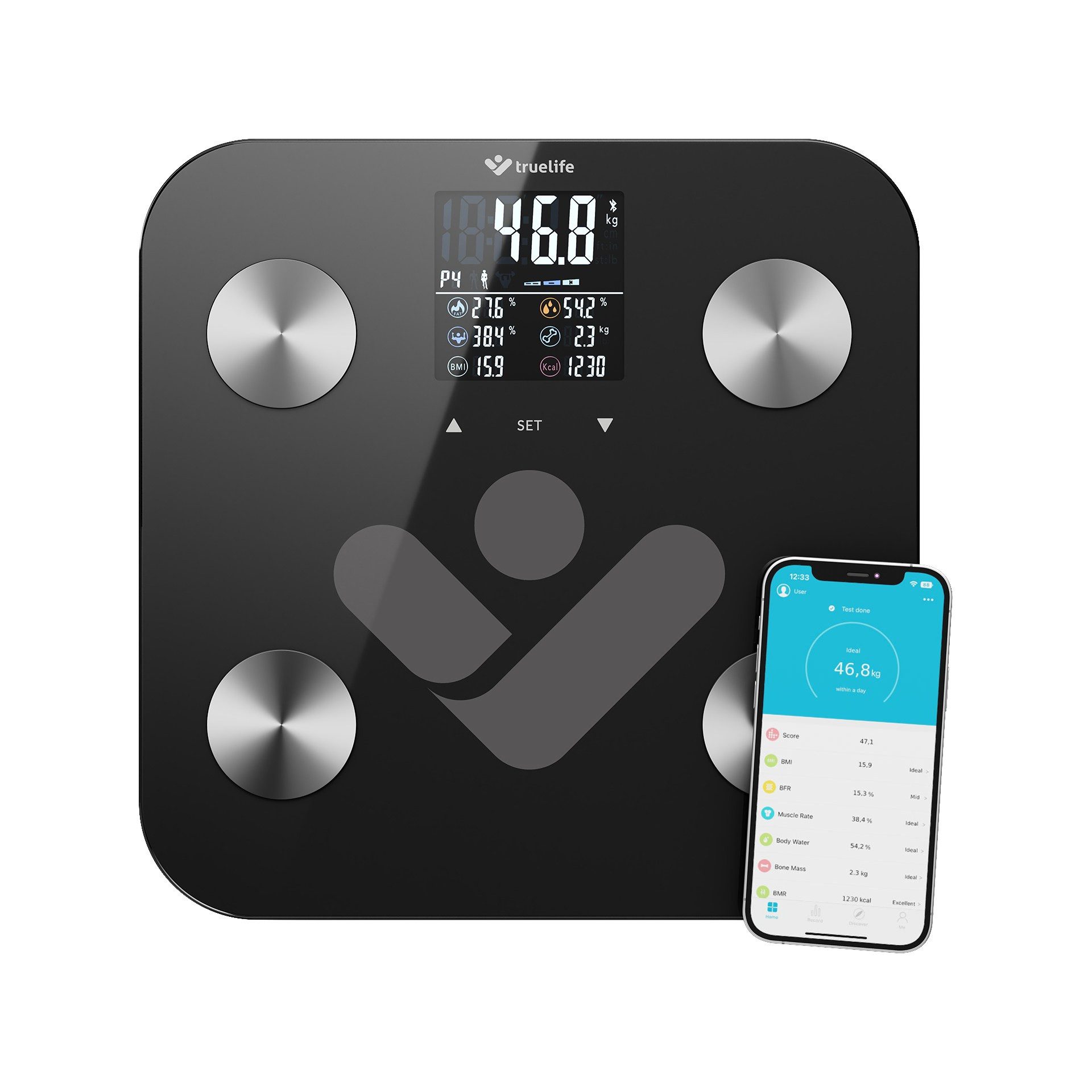 Körper-Analyse-Waage TrueLife FitScale W6 BT Black