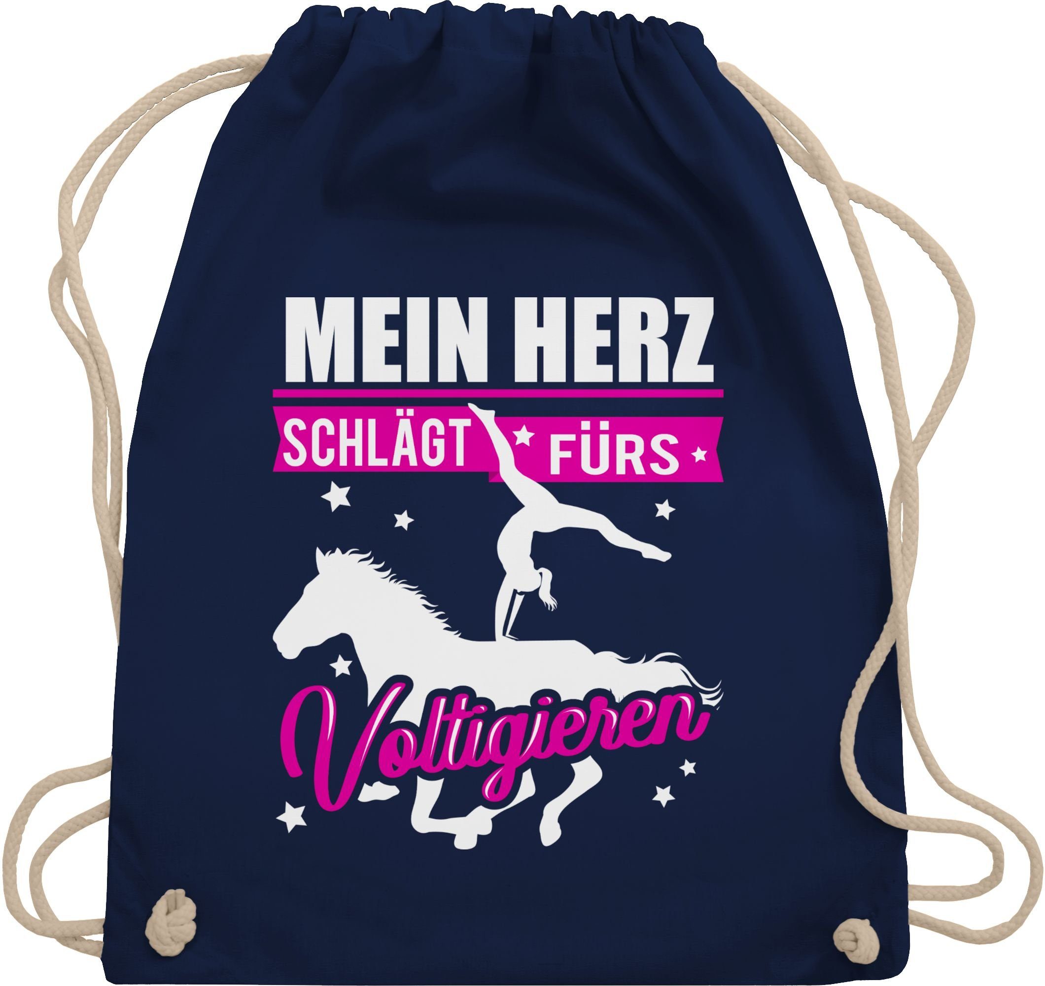 Shirtracer Turnbeutel »Mein Herz schlägt fürs Voltigieren - weiß/fuchsia -  Pferd & Pferde - Turnbeutel«, Reiten Kleidung Equipment