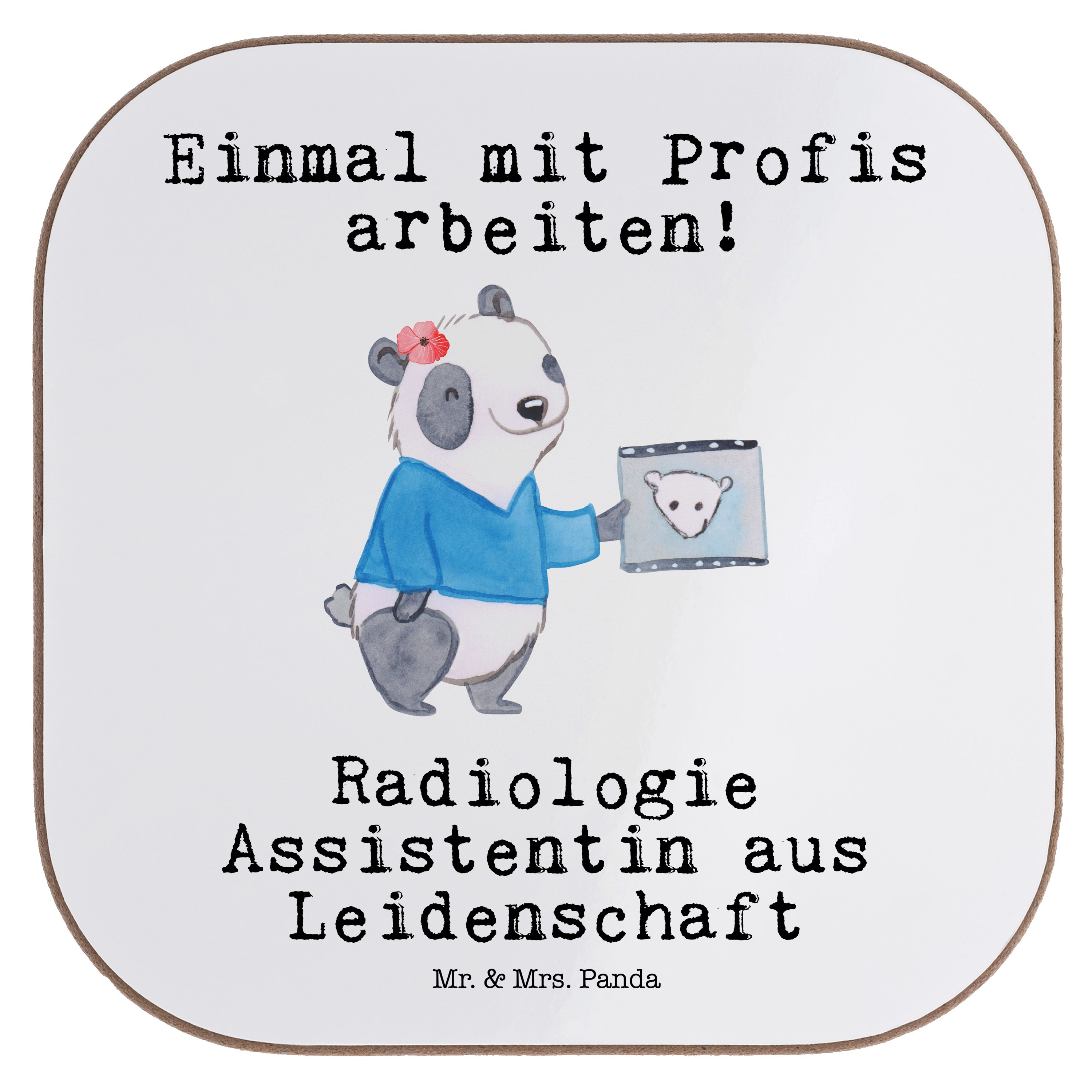 Mr. & Mrs. Panda Getränkeuntersetzer Radiologie Assistentin aus Leidenschaft - Weiß - Geschenk, Glasunters, 1-tlg.