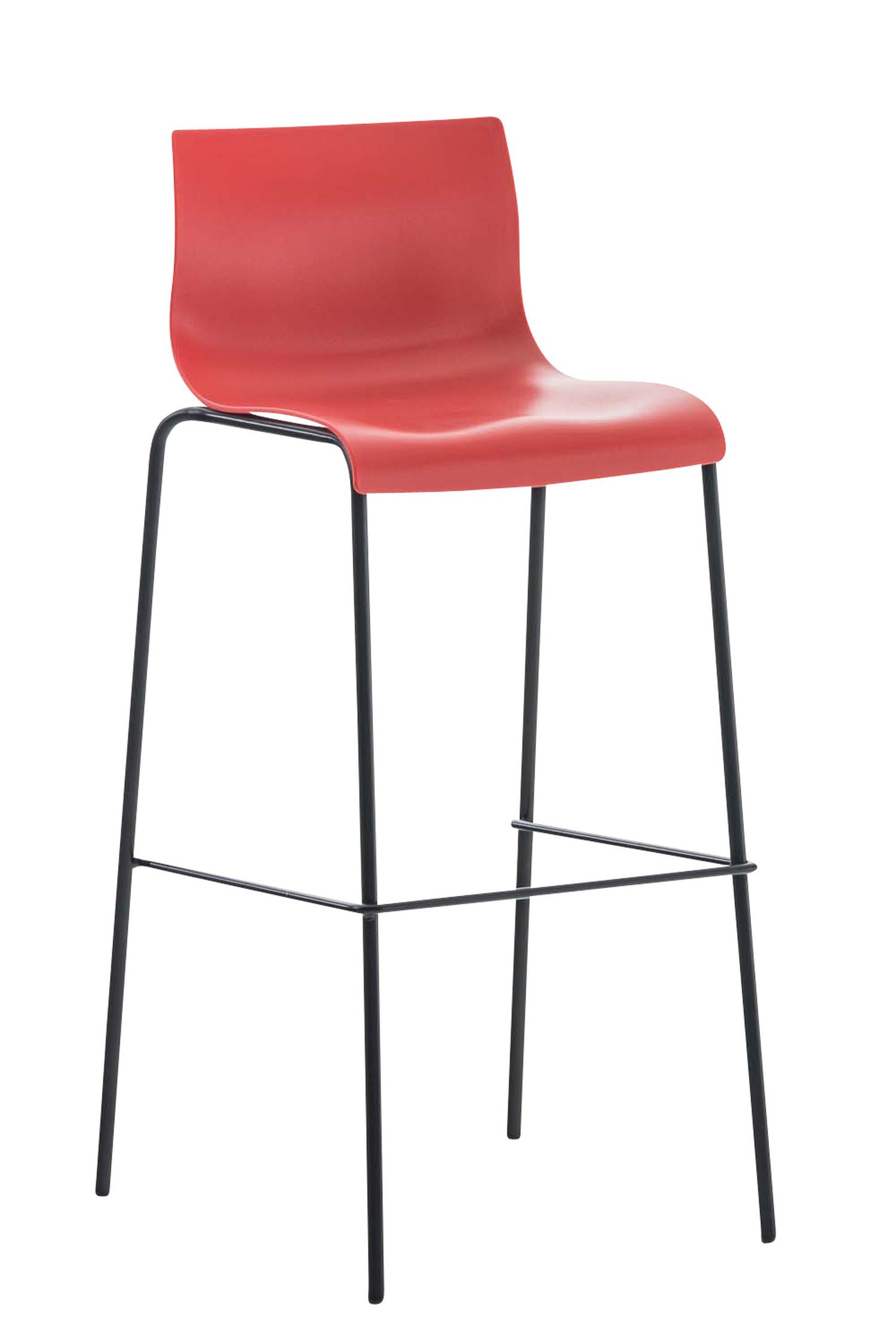 TPFLiving Barhocker Hoover (mit Fußstütze - Hocker für Theke & Küche - Tresenhocker), Gestell Metall schwarz - Sitzfläche: Kunststoff Rot