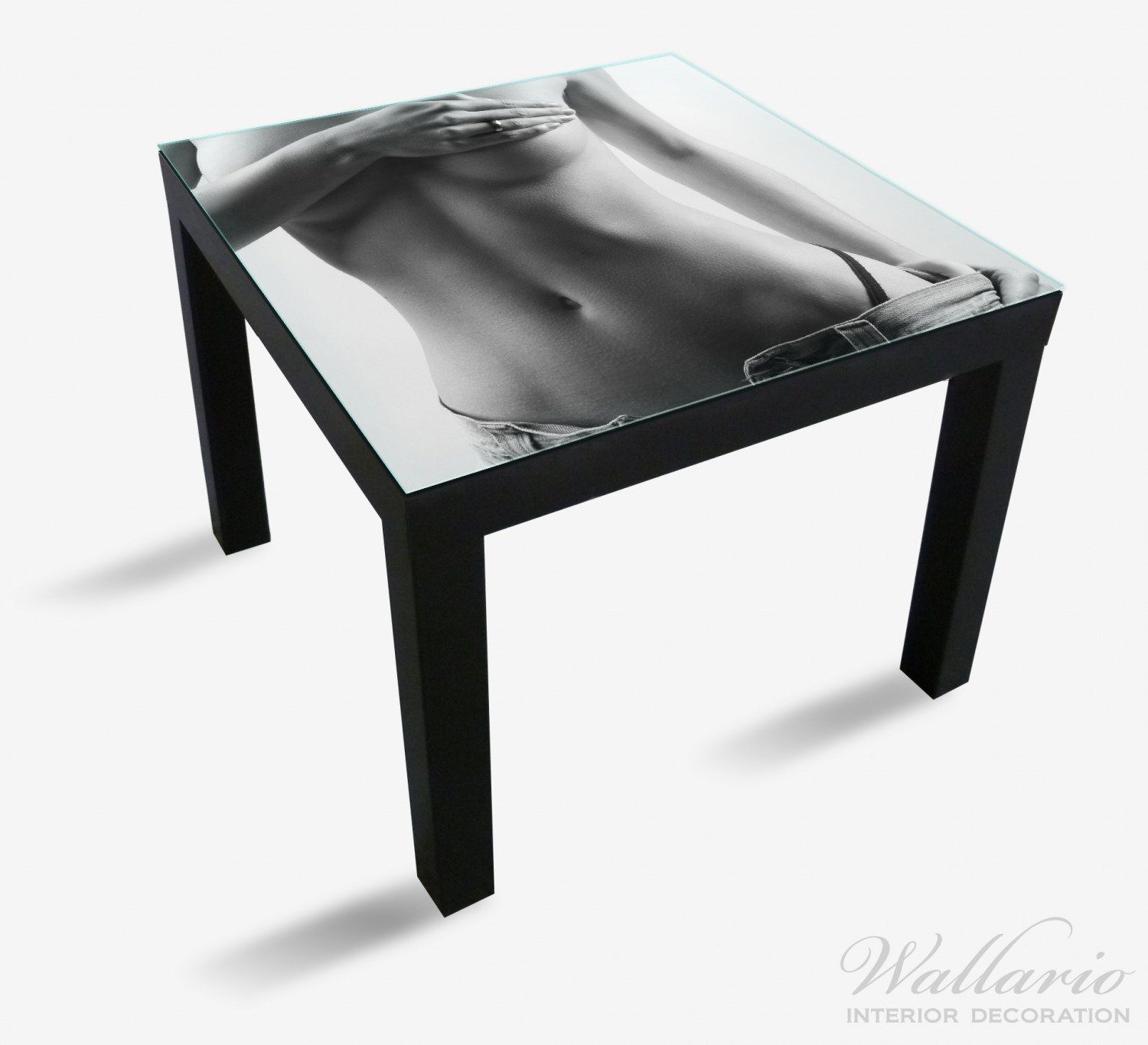 Ikea Tischplatte geeignet für (1 mit Lack St), Tisch Wallario Frau Jeans Halbnackte