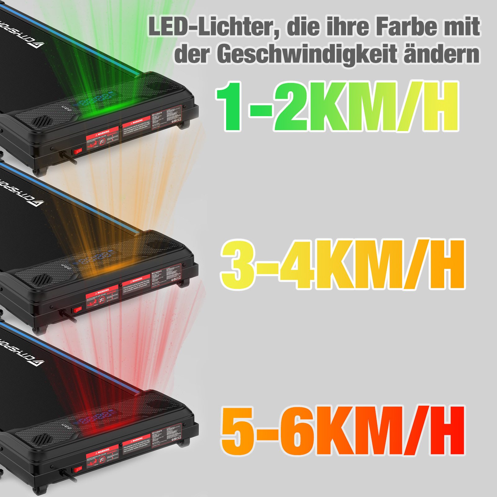 CITYSPORTS Laufband 440W Treadmill für Zuhause und im Büro Mit 3 Steigungsgraden (Mit Toolkit,Schmiermittel), 1-6km/h Walking/jogging Pad mit LED-Anzeige und Fernbedienung