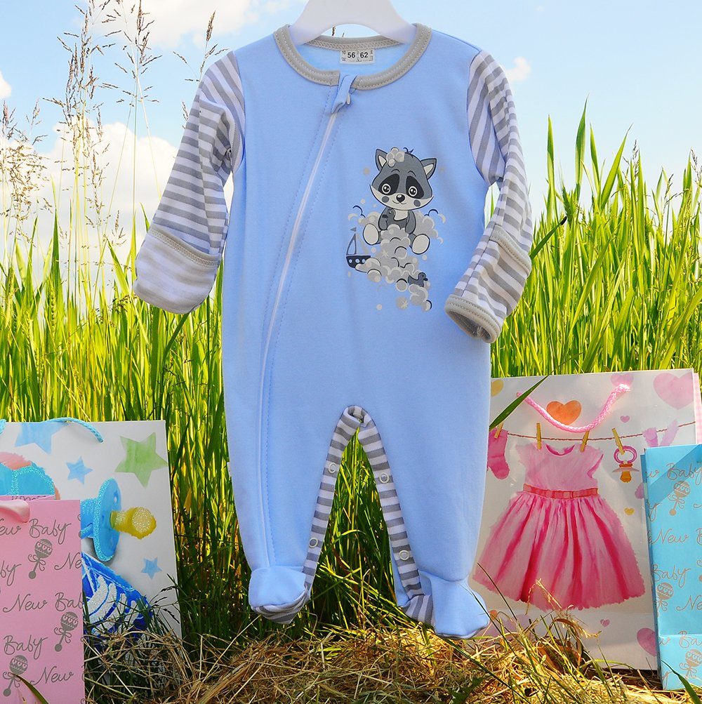 La Bortini Strampler Strampler Schlafanzug Baby Overall aus reiner Baumwolle, 44 50 56 62 68 74 80 86 92 98