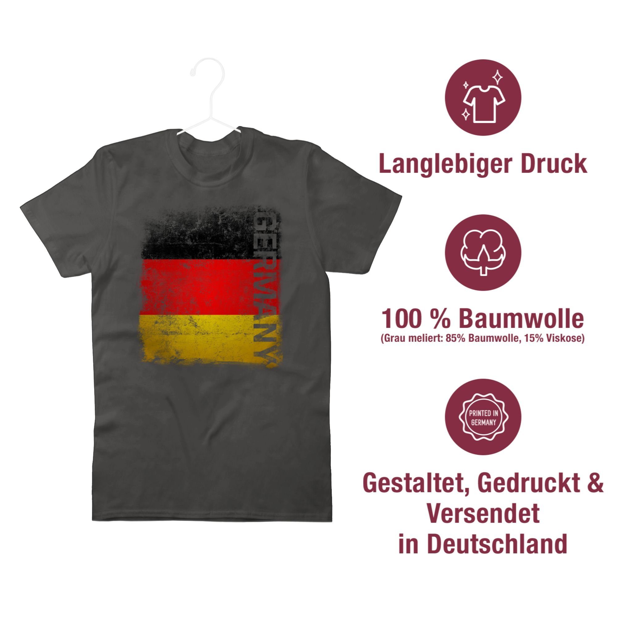 Germany Vintage Dunkelgrau T-Shirt EM Fussball Shirtracer 2024 Flagge 3