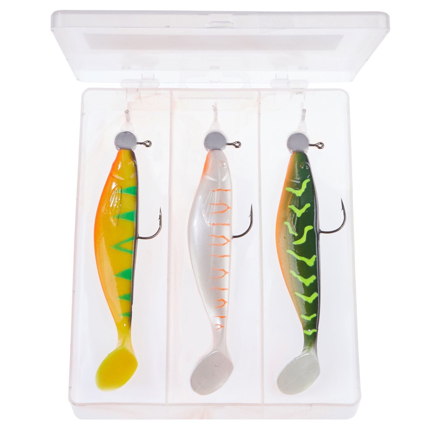 Kunstköder Balzer MK Barsch/Zander Box 3 - 3 Gummifische + 3 Jighaken im Set