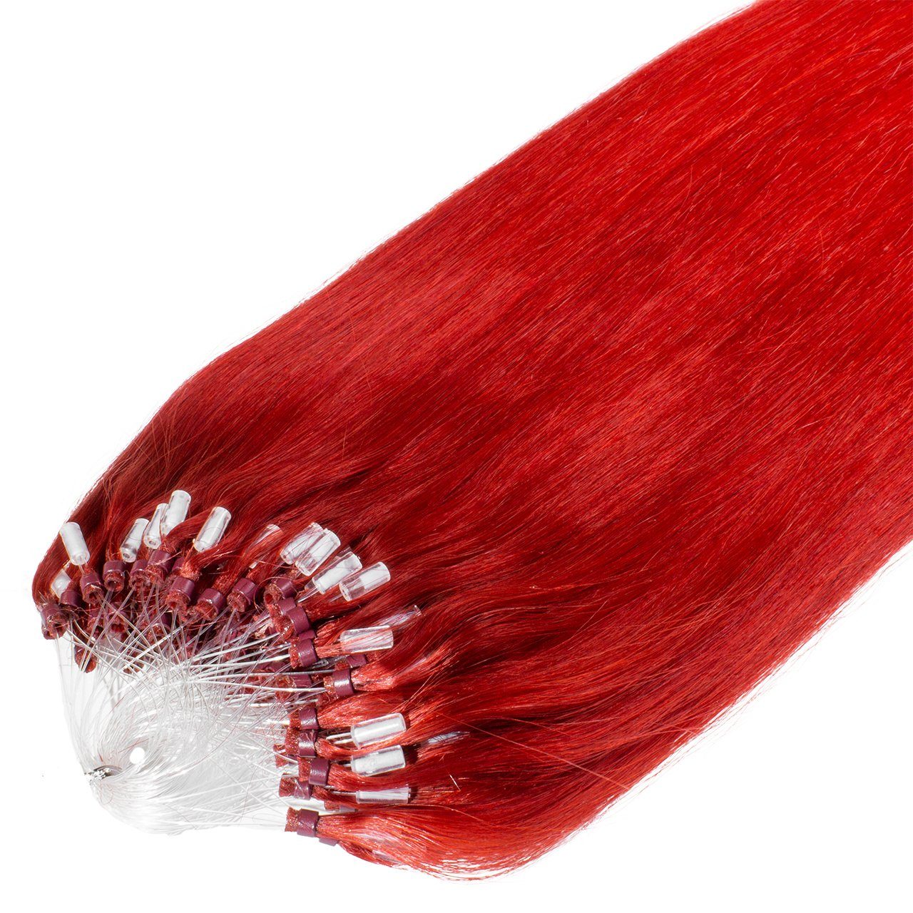 hair2heart Echthaar-Extension Premium Microring Extensions #0/44 Rot-Intensiv 40cm