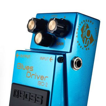 Boss by Roland E-Gitarre BD-2 Blues Driver Overdrive Pedal Anniversary Edition, Kreativ-Bundle, mit Patchkabel