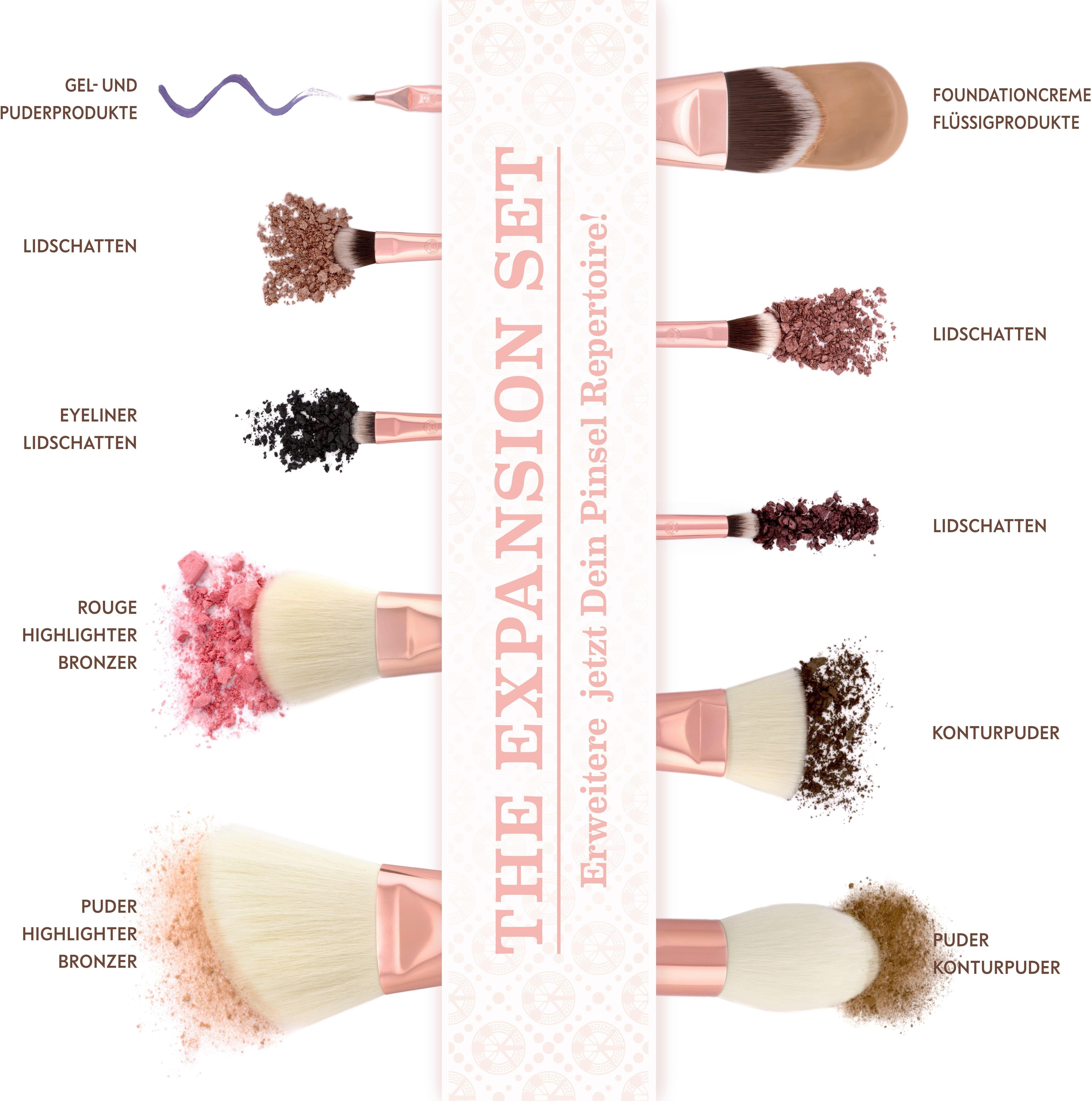 Luvia Cosmetics cosmetic brush set Essential Brushes - Expansion Set - Rose Golden Vintage, 10 pieces, 10 brushes made of Nurai hair, vegan, ideal for sensitive skin.