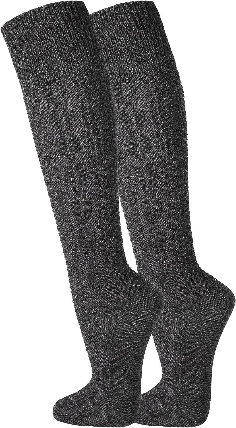 TippTexx 24 Trachtensocken 2 Paar Kniebundstrümpfe Herren Damen Trachten-Socken warm atmungsaktiv (2 Paar) handgekettelt