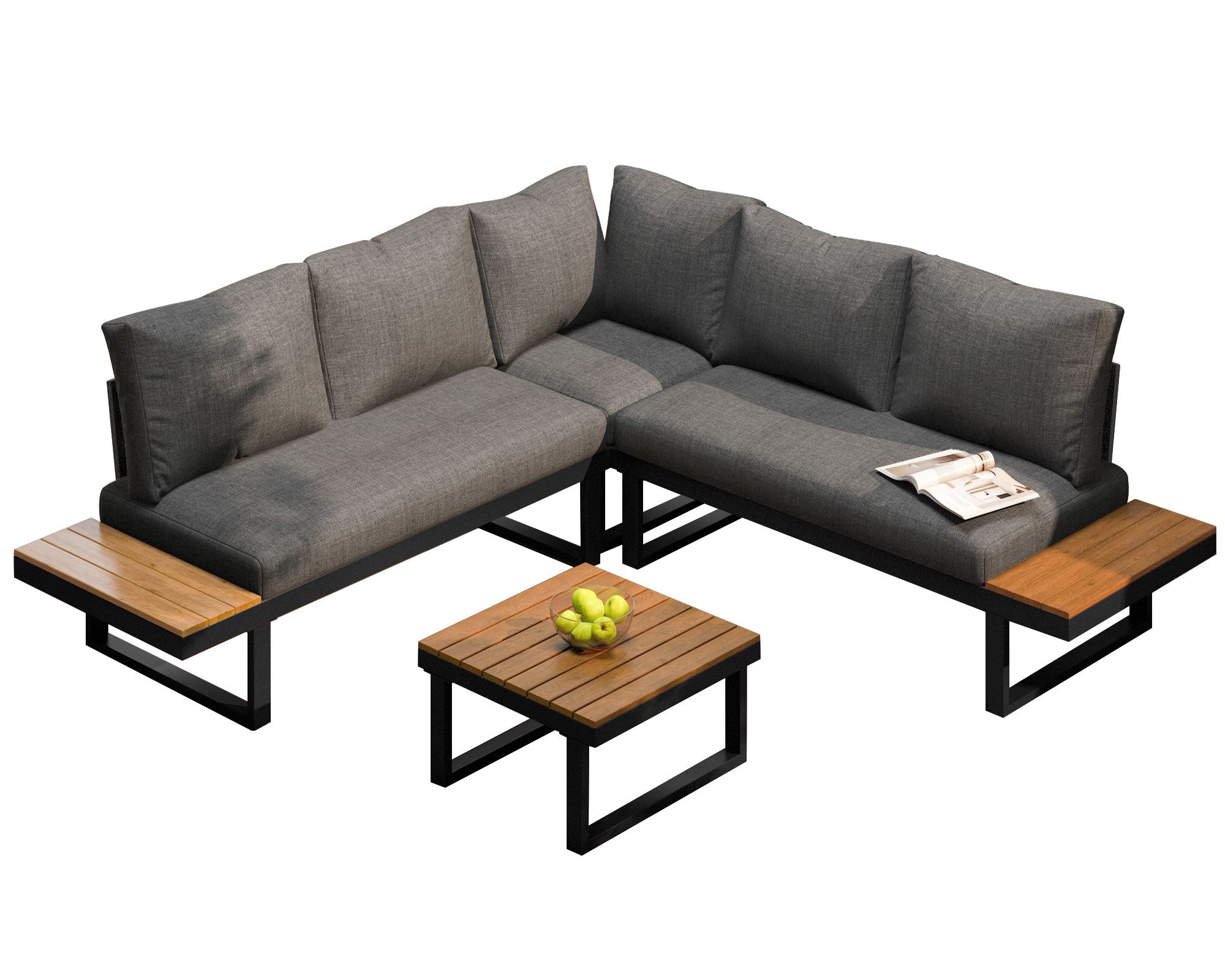 KLAM HOME Gartenlounge-Set Gartensitzgruppe Terrassenmöbel mit verstellbarer Winkel-Liegefunktion, (5 Stufen verstellbar, bis zu 55)verzinktes Stahlrohr, mit Couchtisch), Gartenmöbel Set Gartengarnitur für 5 Personen