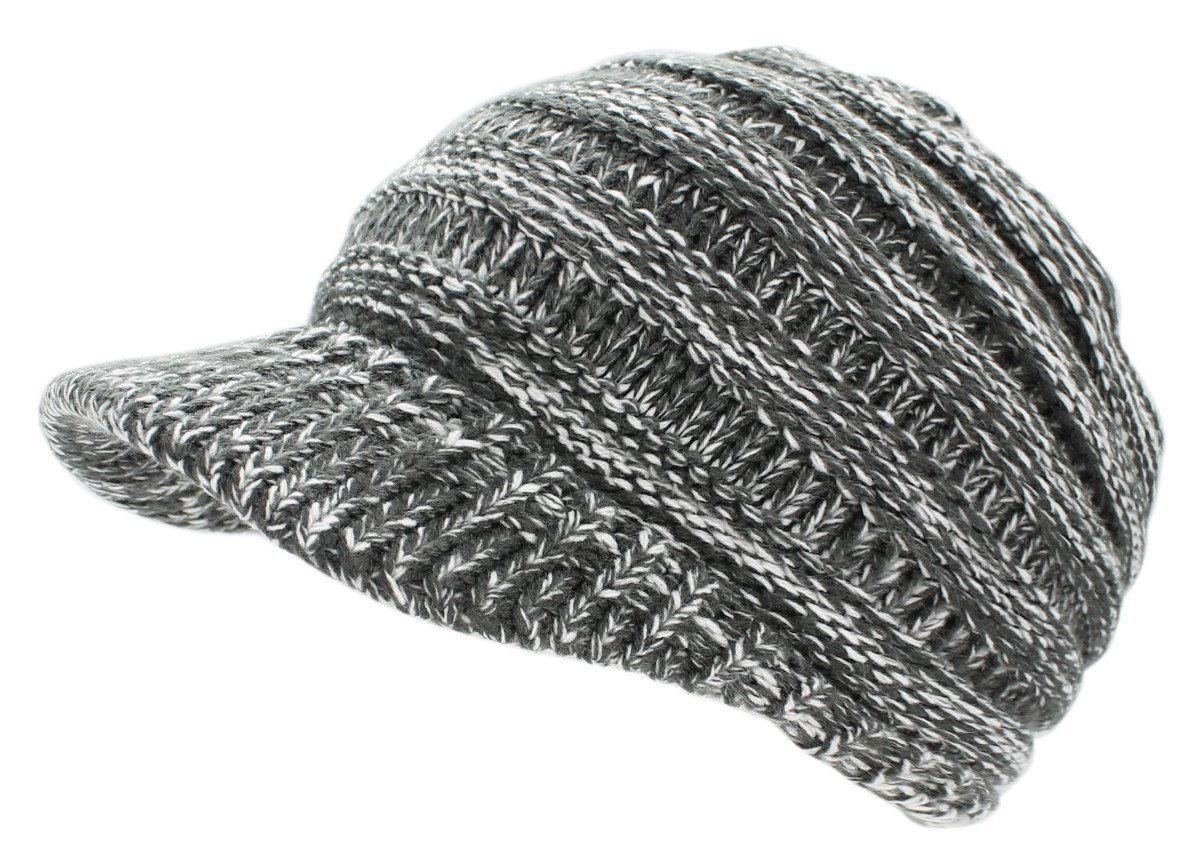 dy_mode Schirmmütze Damen Strickmütze Herren Schirmmütze Gestrickt Winter Mütze mit Schirm fester Schirm