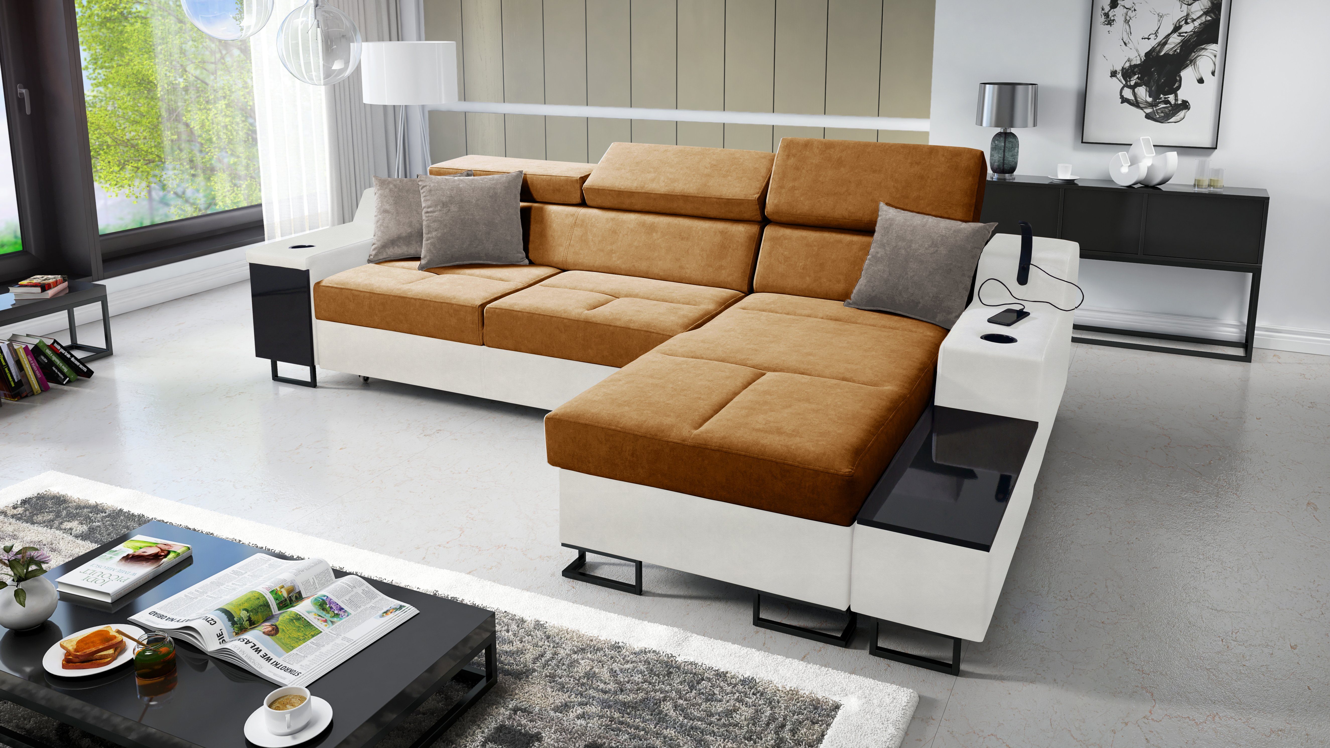 for das Moderne für Aria & Maxi: Home Bettkasten Wohnzimmer Schlaffunktion Ecksofa WHISPER9+EKJI I Best