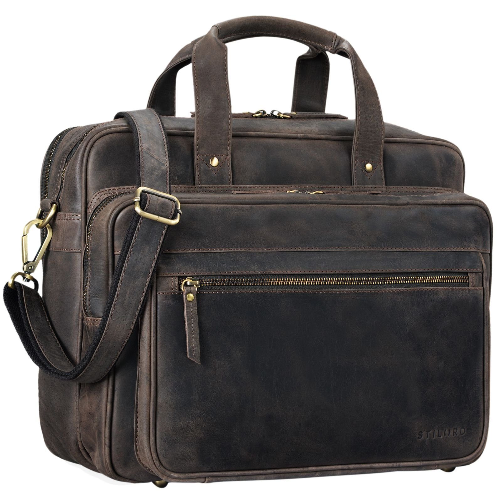 STILORD Aktentasche "Walt" Vintage Aktentasche Leder Herren Damen