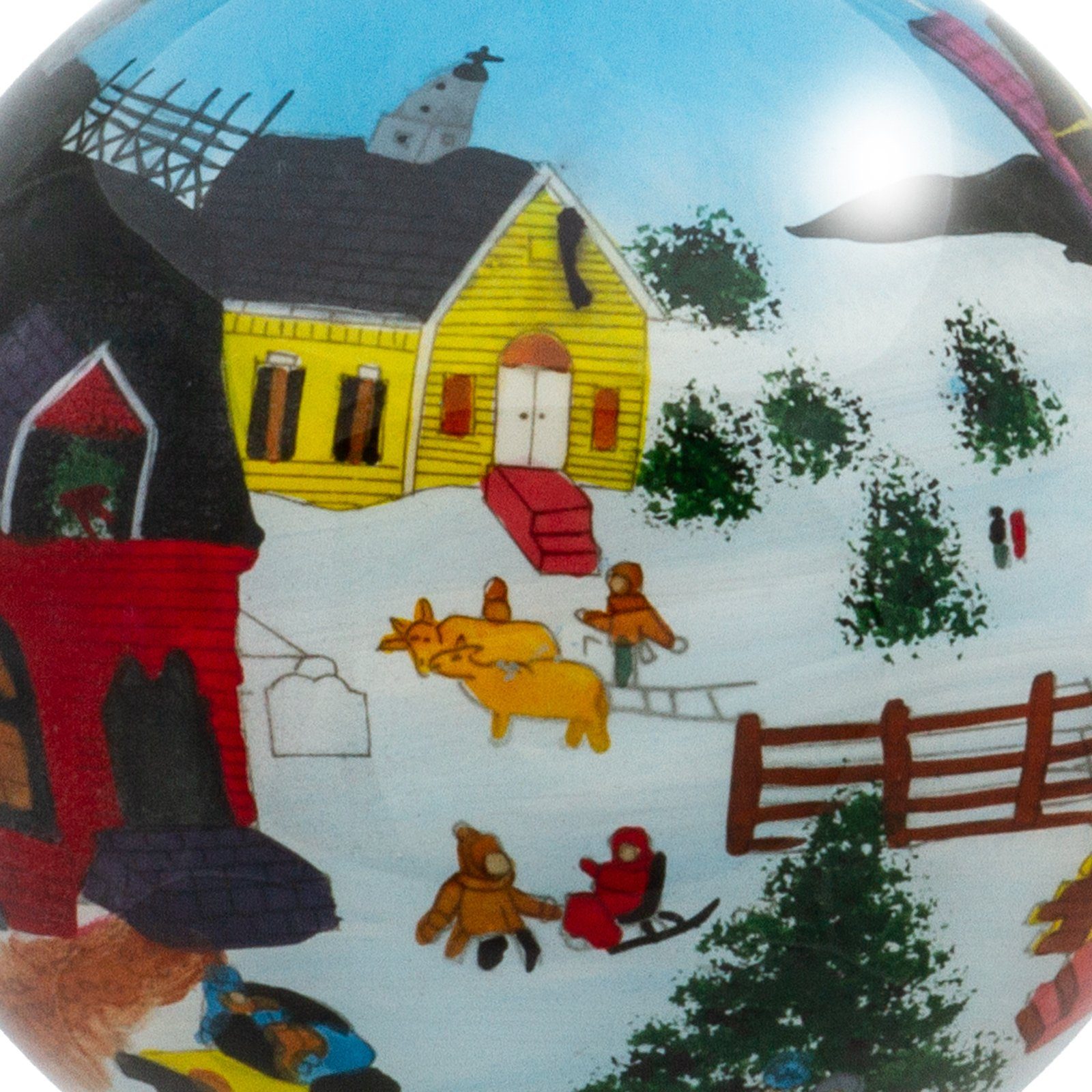 SIKORA Christbaumschmuck SIKORA Innenglasmalerei Weihnachtskugel Glaskugel 7,5 cm Winterdorf K08-42 D