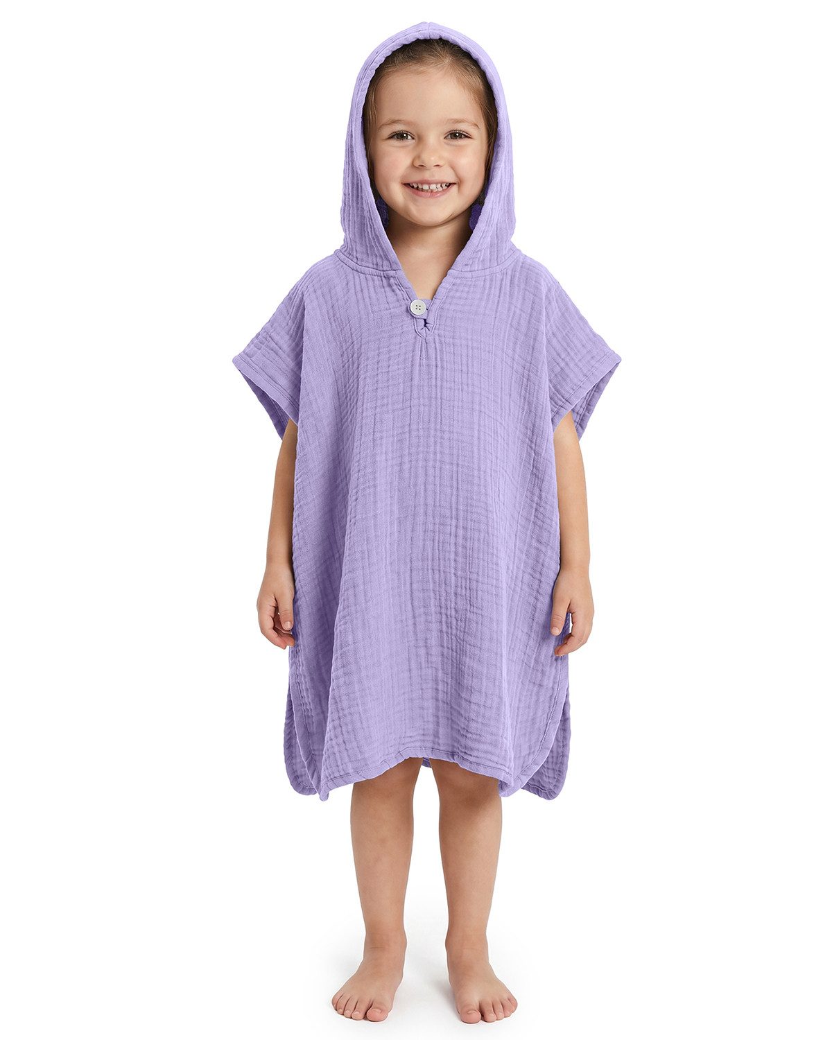 Laynenburg Badeponcho Musselin für Kinder mit Kapuze - Poncho aus 100% Baumwolle, als strandponcho, surf Handtuch poncho für Baby, Mädchen & Jungen