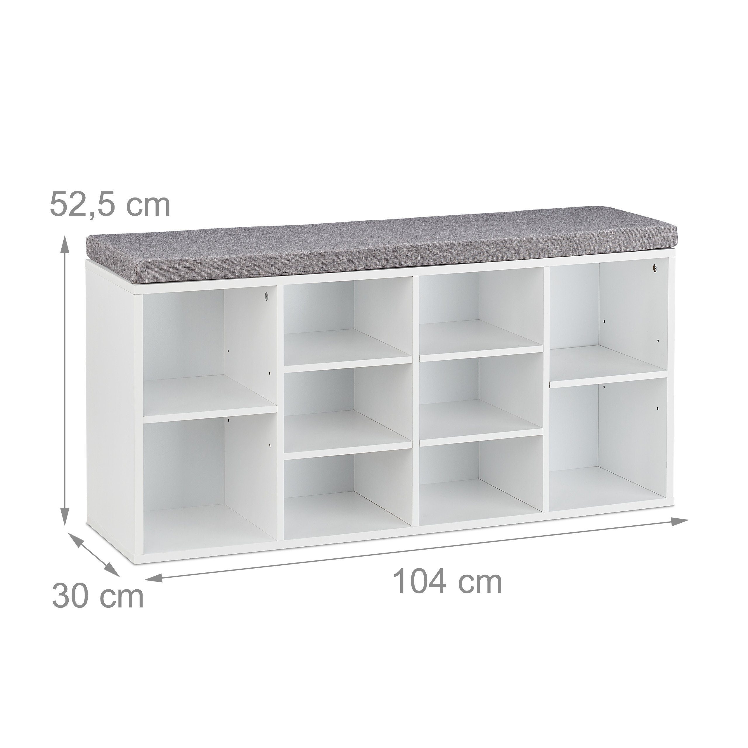 relaxdays Schuhbank Weiße Schuhbank mit 10 Fächern