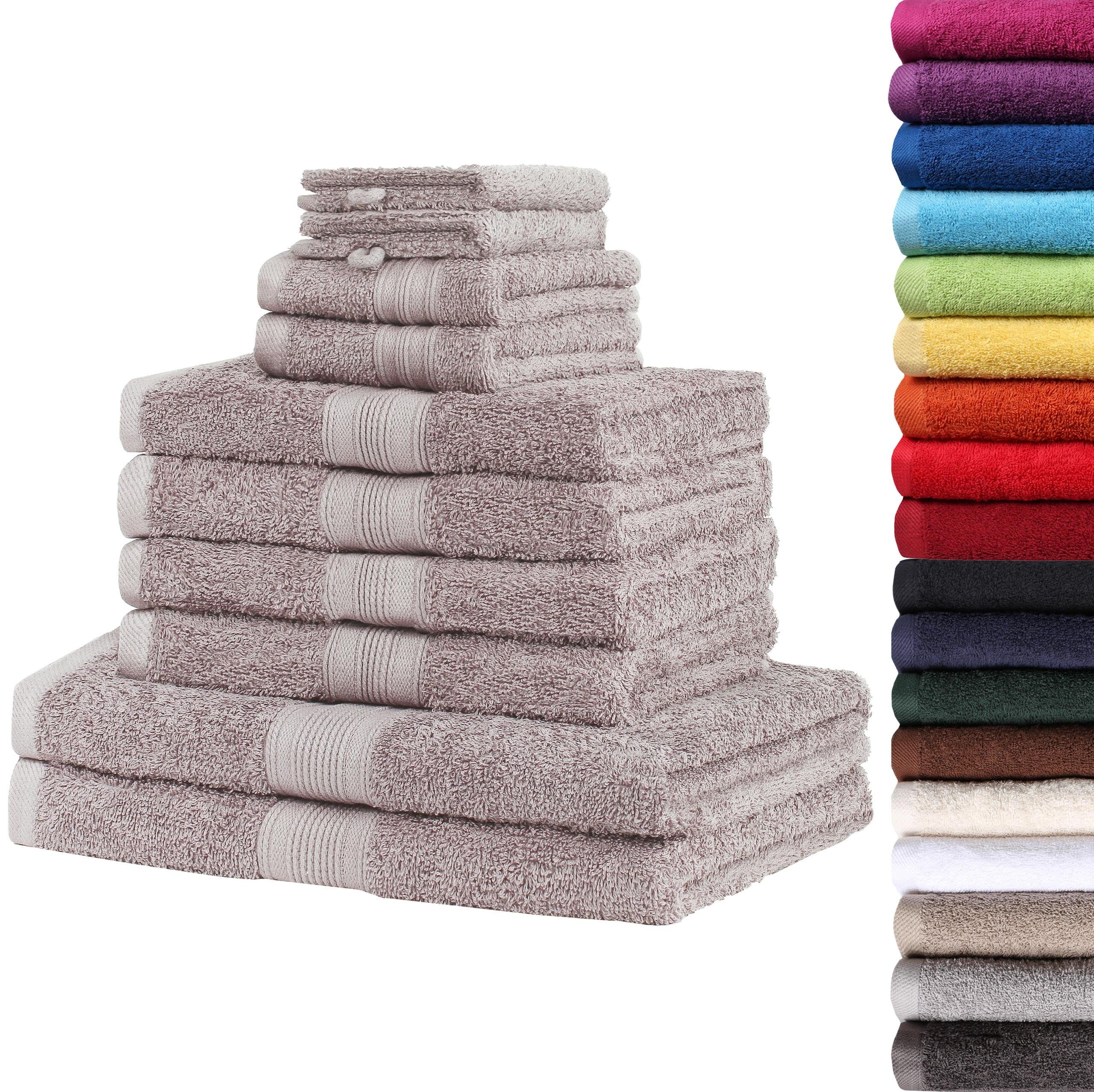 Handtücher, 10tlg. NatureMark Baumwolle, 4X Handtuch Set 100% Waschhandschuhe (10-tlg), 2X 2X Handtuch-Set 500gsm, Sand Duschtücher, 2X Gästetücher,