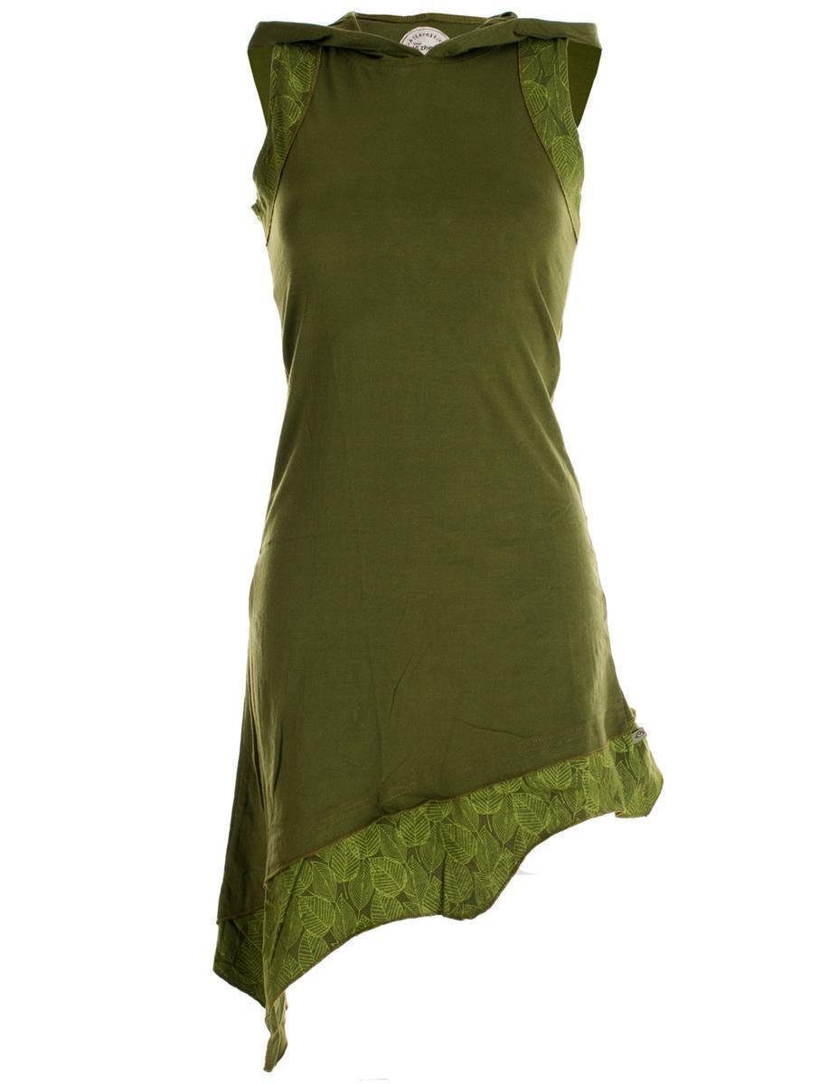 Vishes Sommerkleid Asymmetrisches Elfenkleid mit Zipfelkapuze Hippie, Boho, Ethno Elfen Style