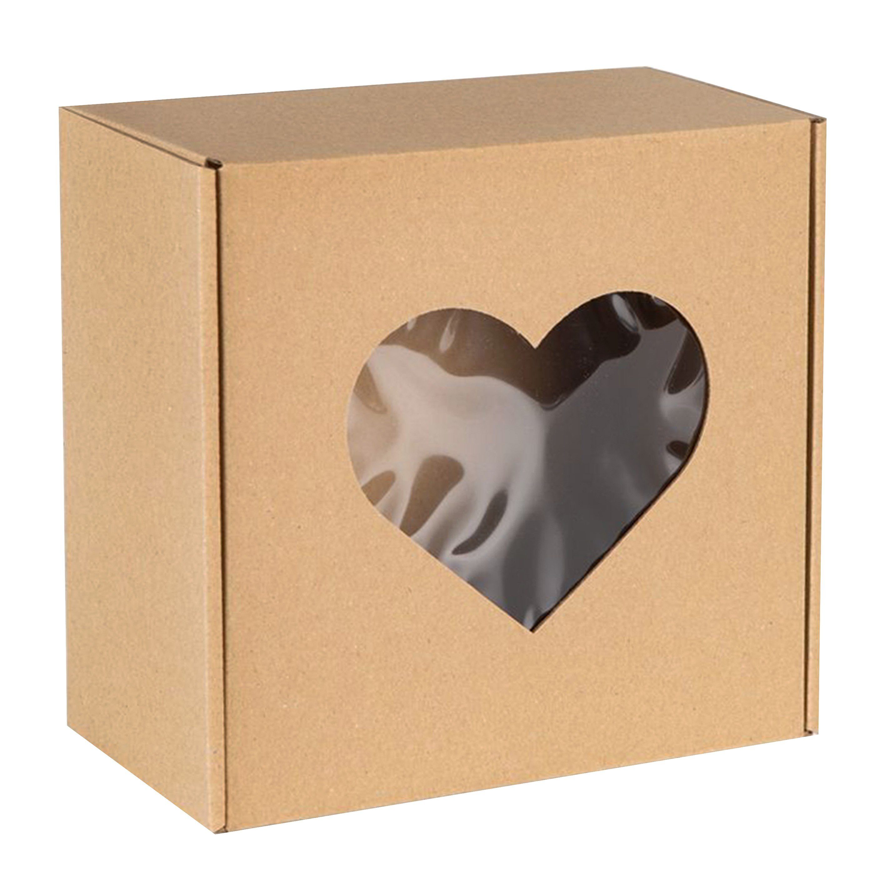 Sarcia.eu Geschenkbox Quadratische Geschenkschachtel mit Herzfenster, 20x20x10cm x1