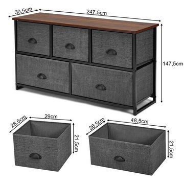 COSTWAY Kommode, aus Stoff, mit 5 Schubladen, mit Metallrahmen