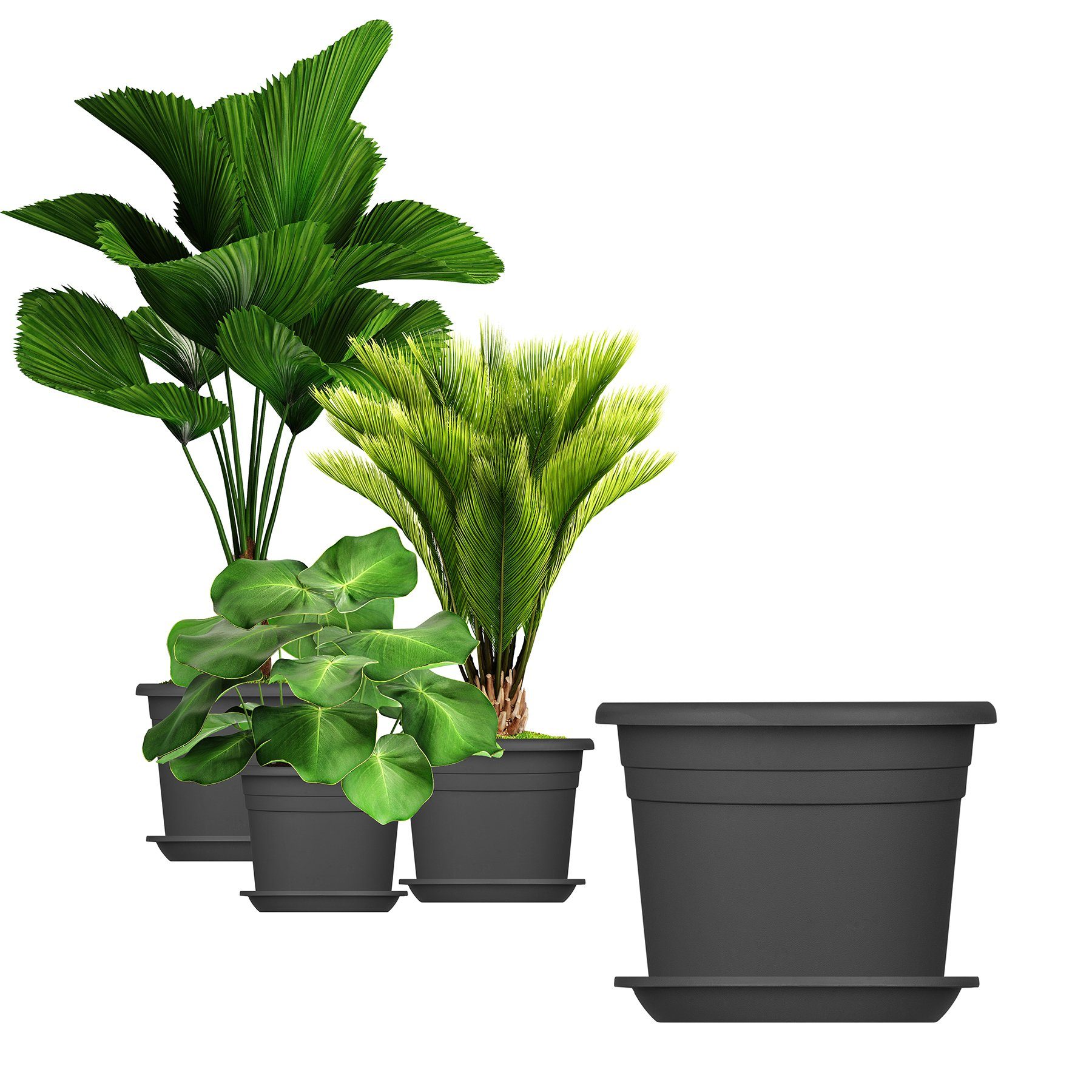 BigDean Blumentopf mit Untersetzer Kunststoff rund (3 St) günstig online kaufen