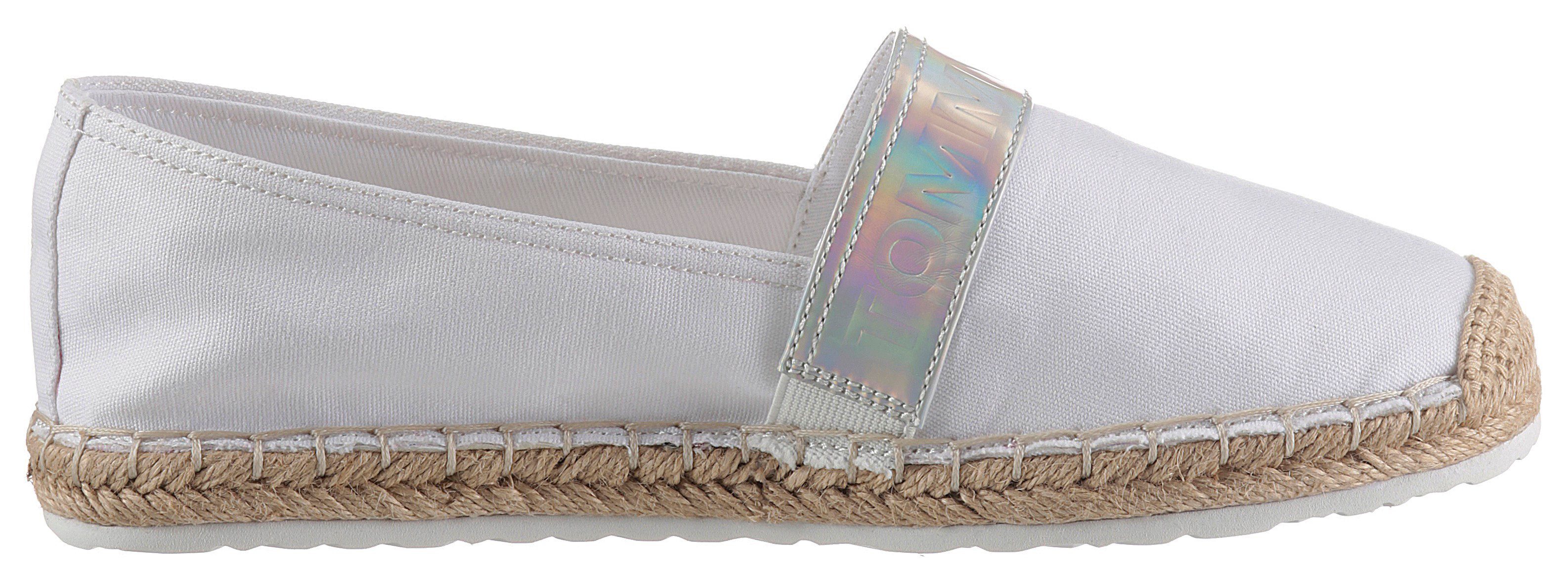 IRIDESCENT schmale Logoprägung, White Form ESPADRILLE mit Jeans Espadrille Tommy BRANDING