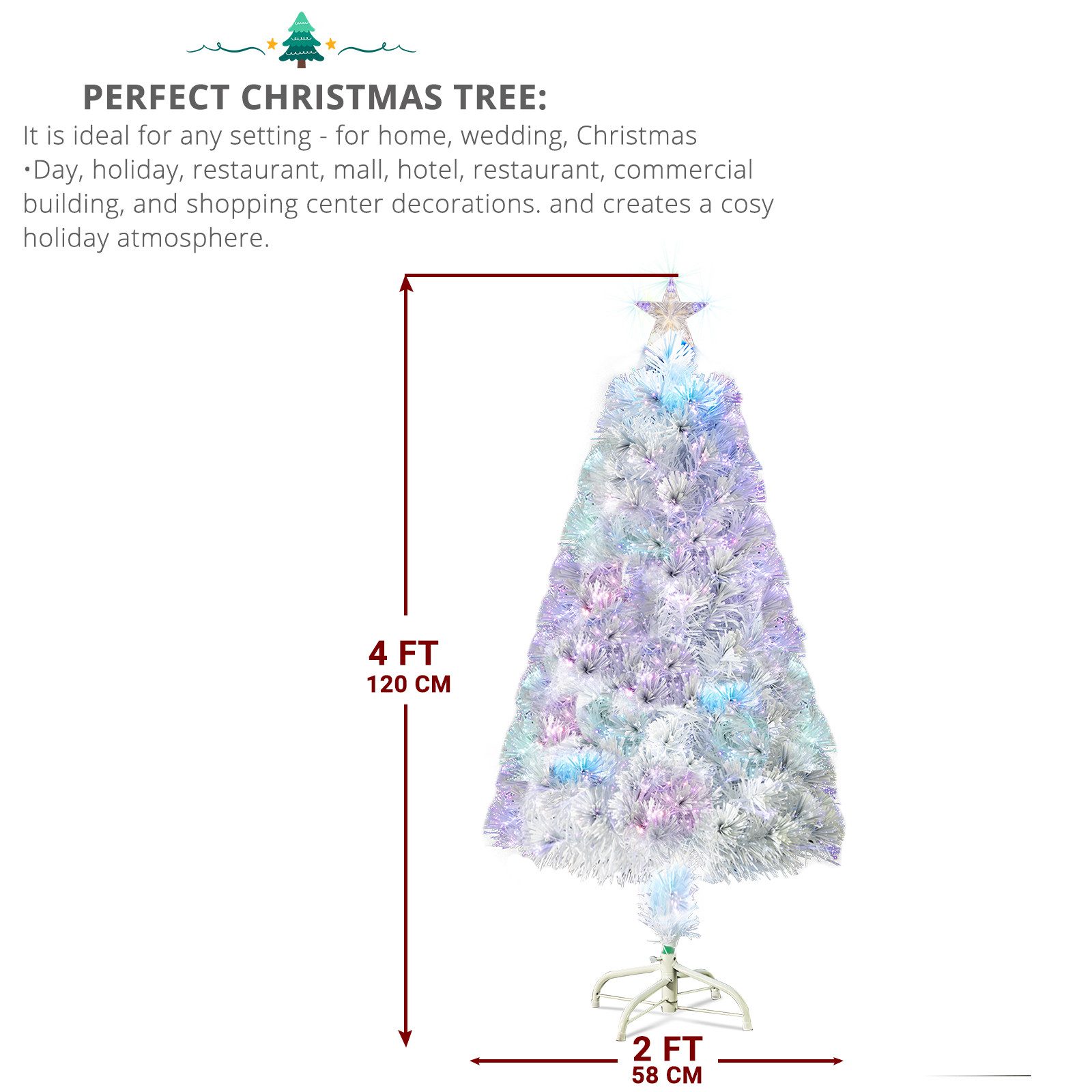 VINGLI Künstlicher Weihnachtsbaum mit 85/120/230 Zweigen & Optischer Faserb günstig online kaufen